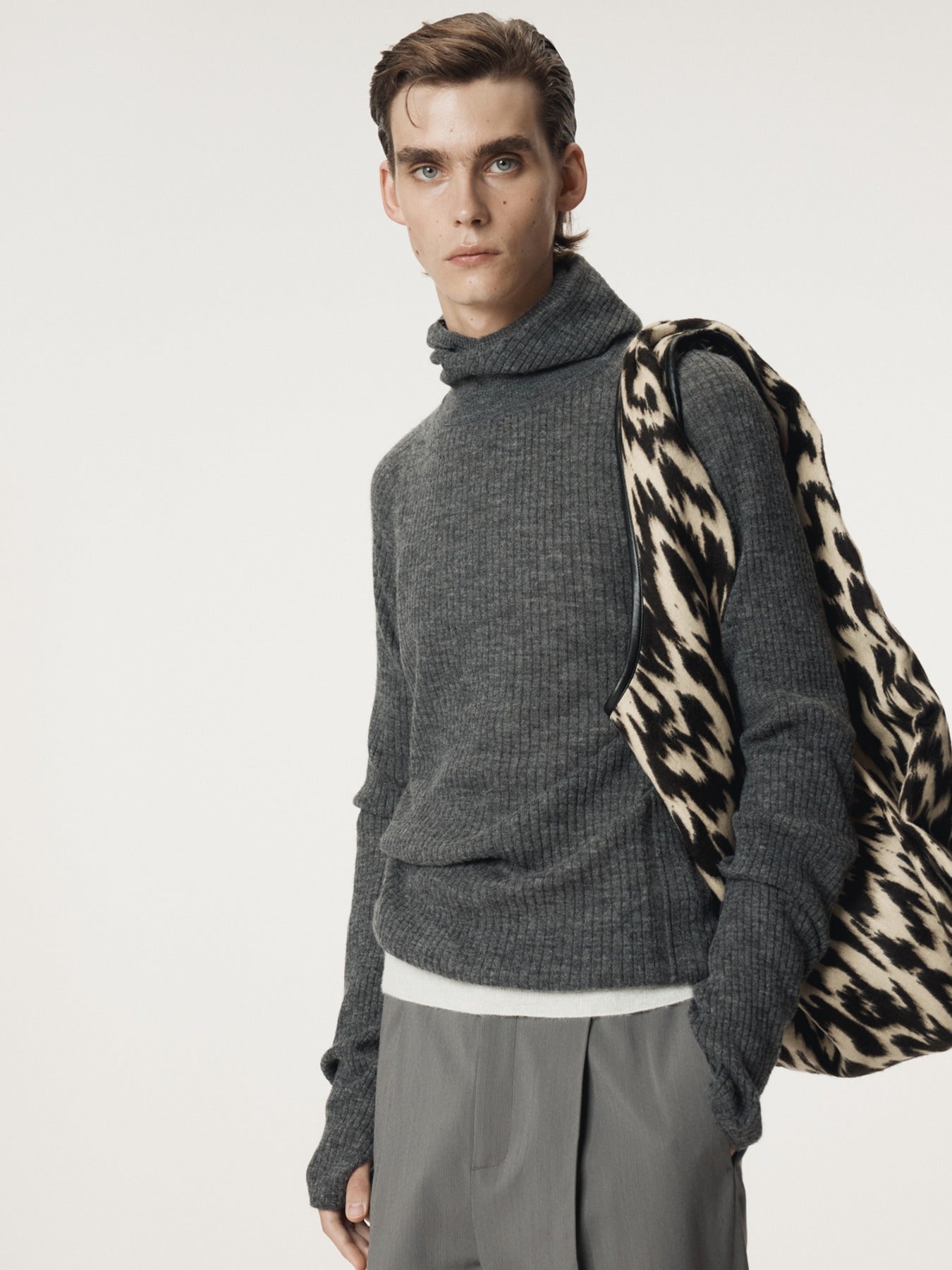 Recto - Slim Fit Balaclava Knit Top (Charcoal Grey) product image 1 | TRAB K-Fashion Australia