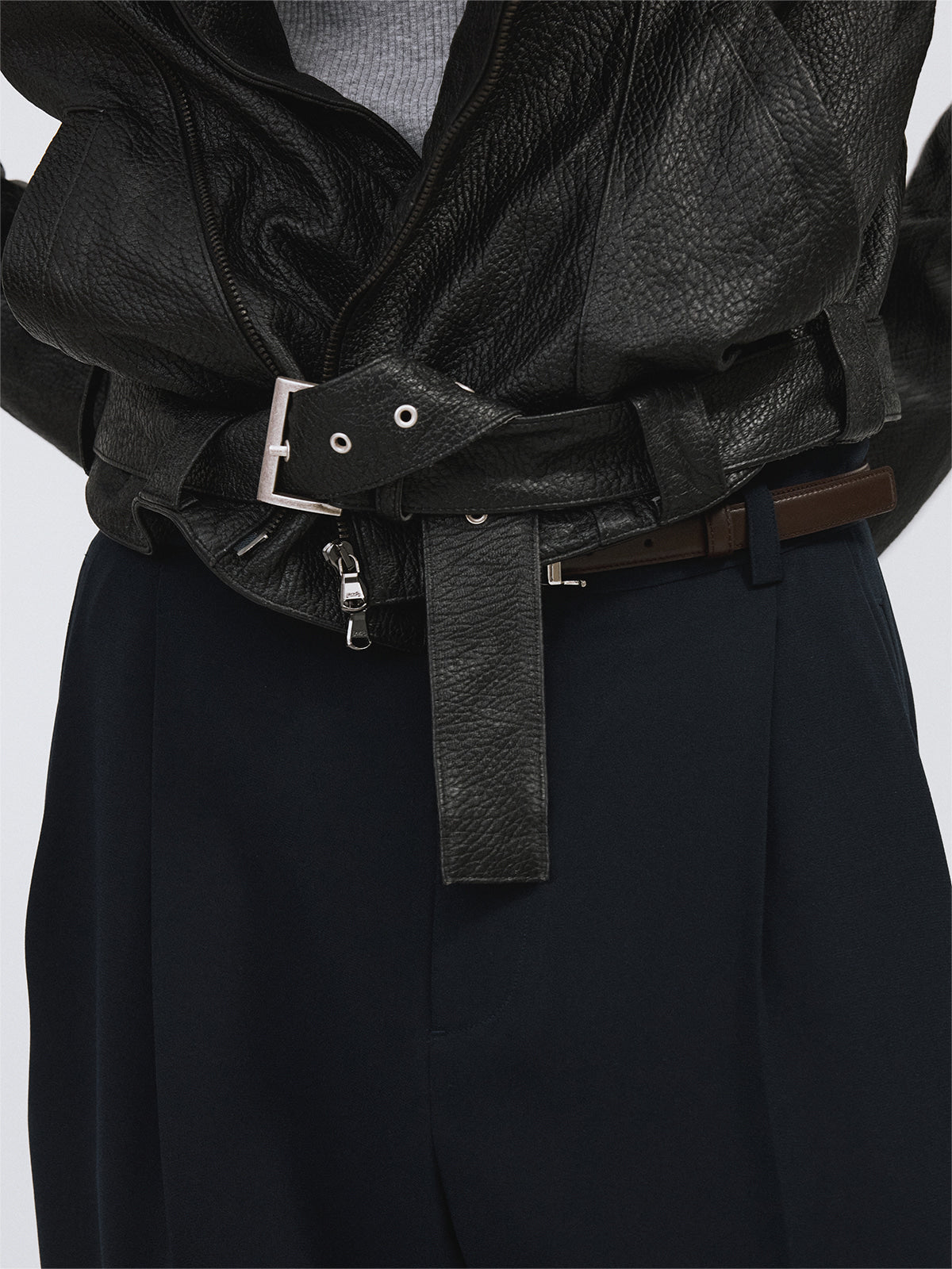 Recto - Vintage Effect Biker Jacket (Black) product image 4 | TRAB K-Fashion Australia