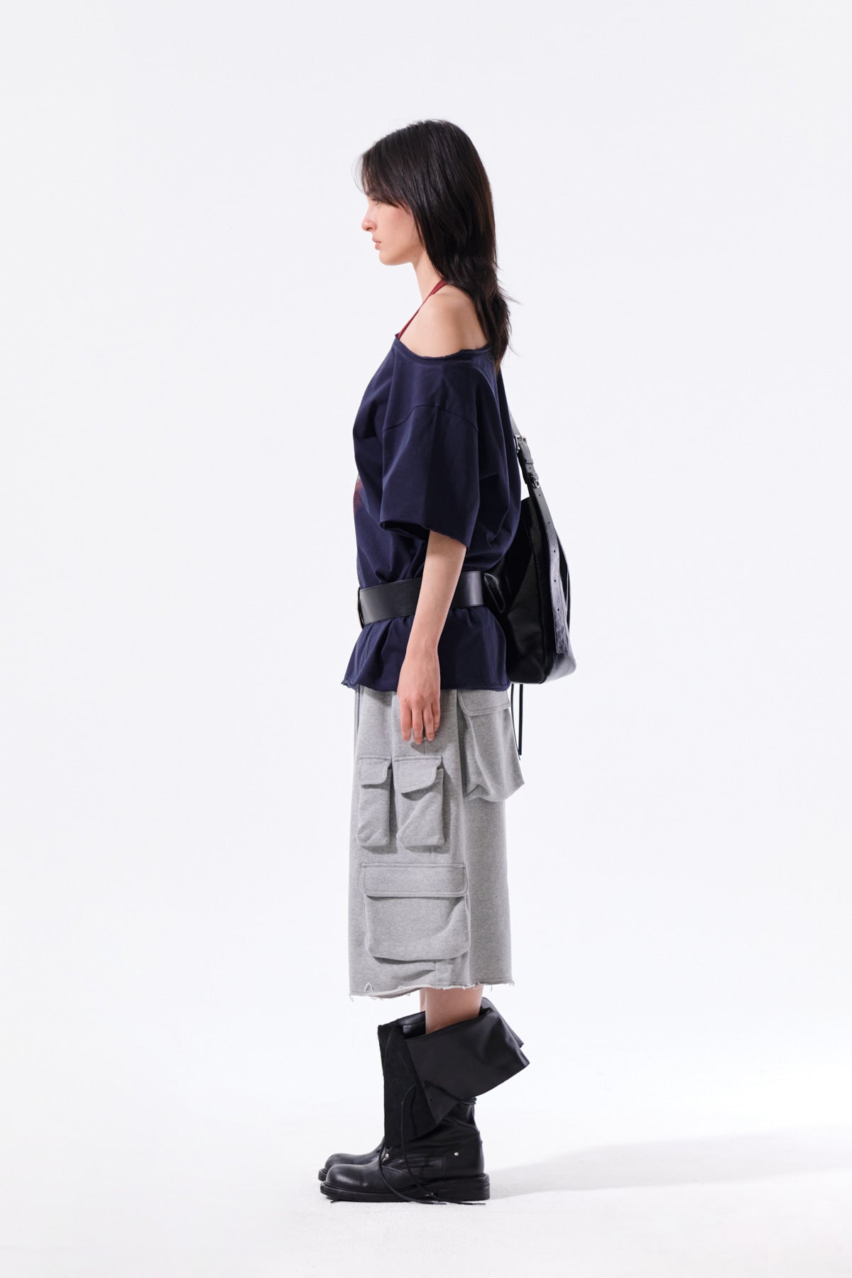 Matin Kim - Terry Utility Pocket Bermuda Pants (Grey) product image 6 | TRAB K-Fashion Australia
