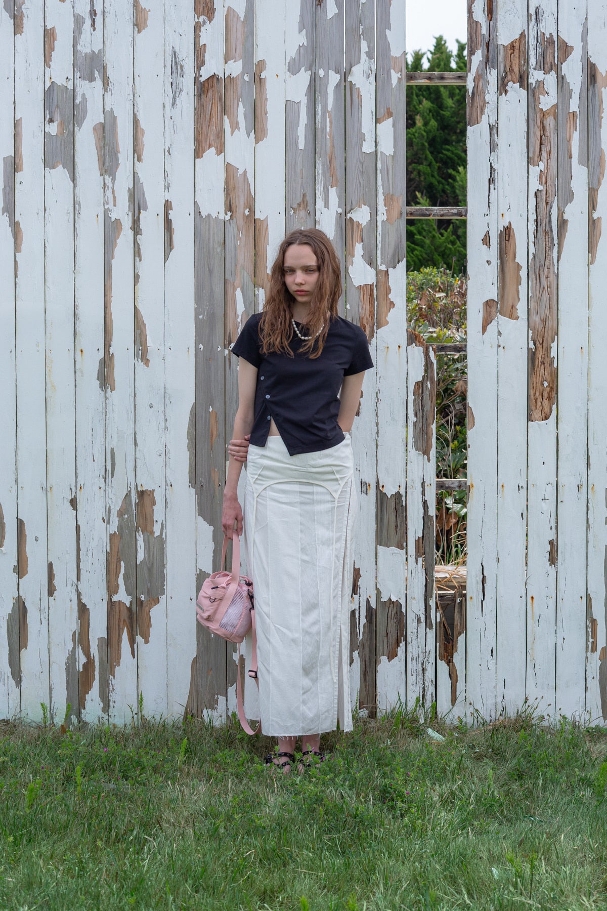 Matin Kim - Slit Button Point Crop Top (Black) product image 7 | TRAB K-Fashion Australia