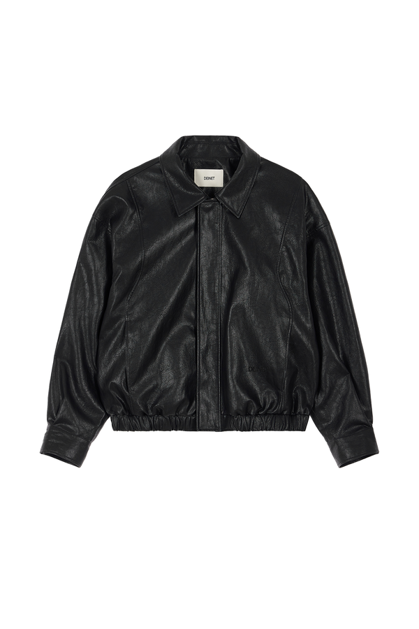 Deinet - Faux-Leather Bomber Banded Jumper (Black) product image 13 | TRAB K-Fashion Australia
