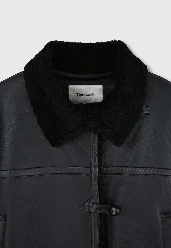 Tonywack - Lamb Leather Shearling Aviator Jacket (Black) product image 11 | TRAB K-Fashion Australia