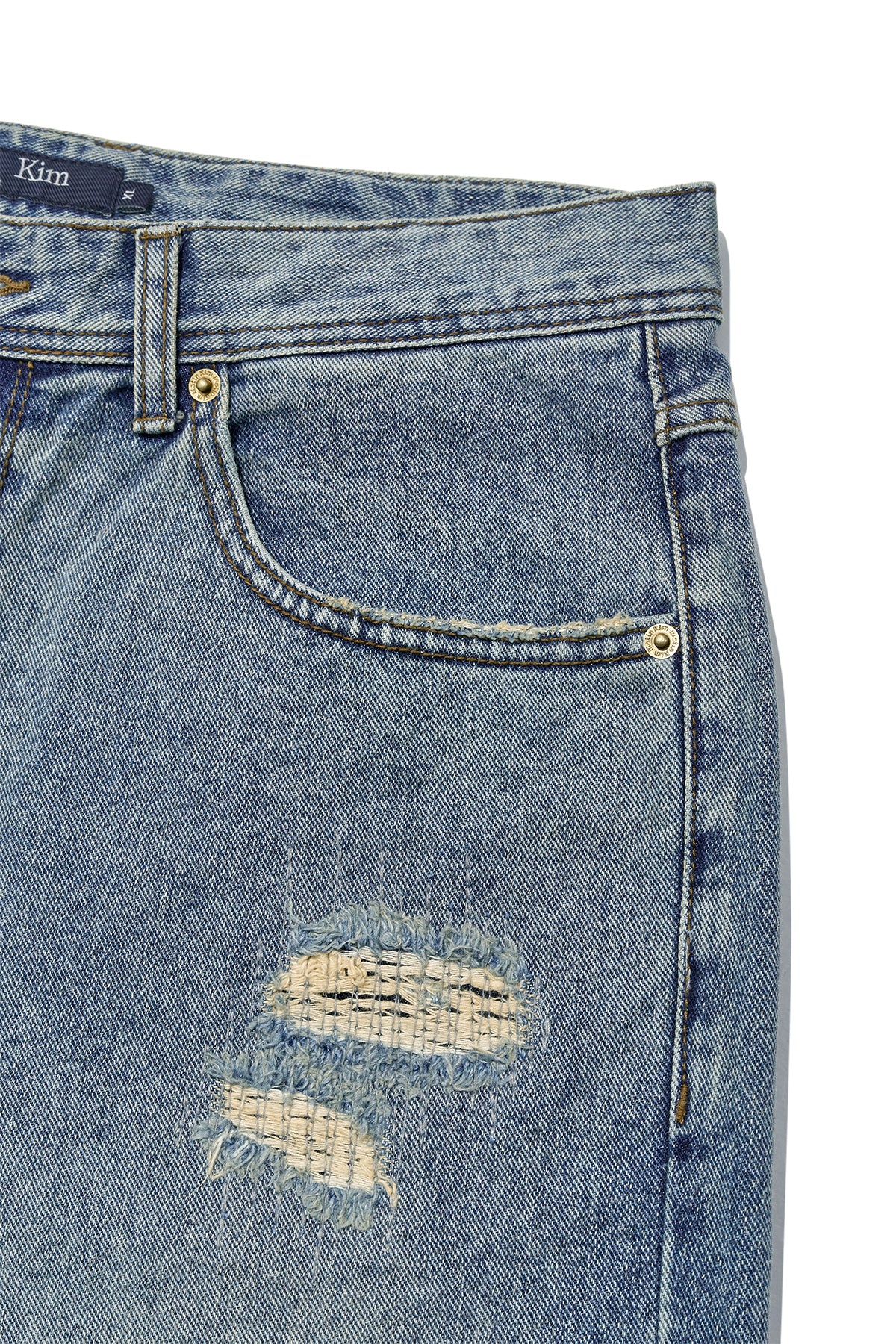 Matin Kim - Destroyed Vintage Wide Denim Pants (Light Blue) product image 4 | TRAB K-Fashion Australia