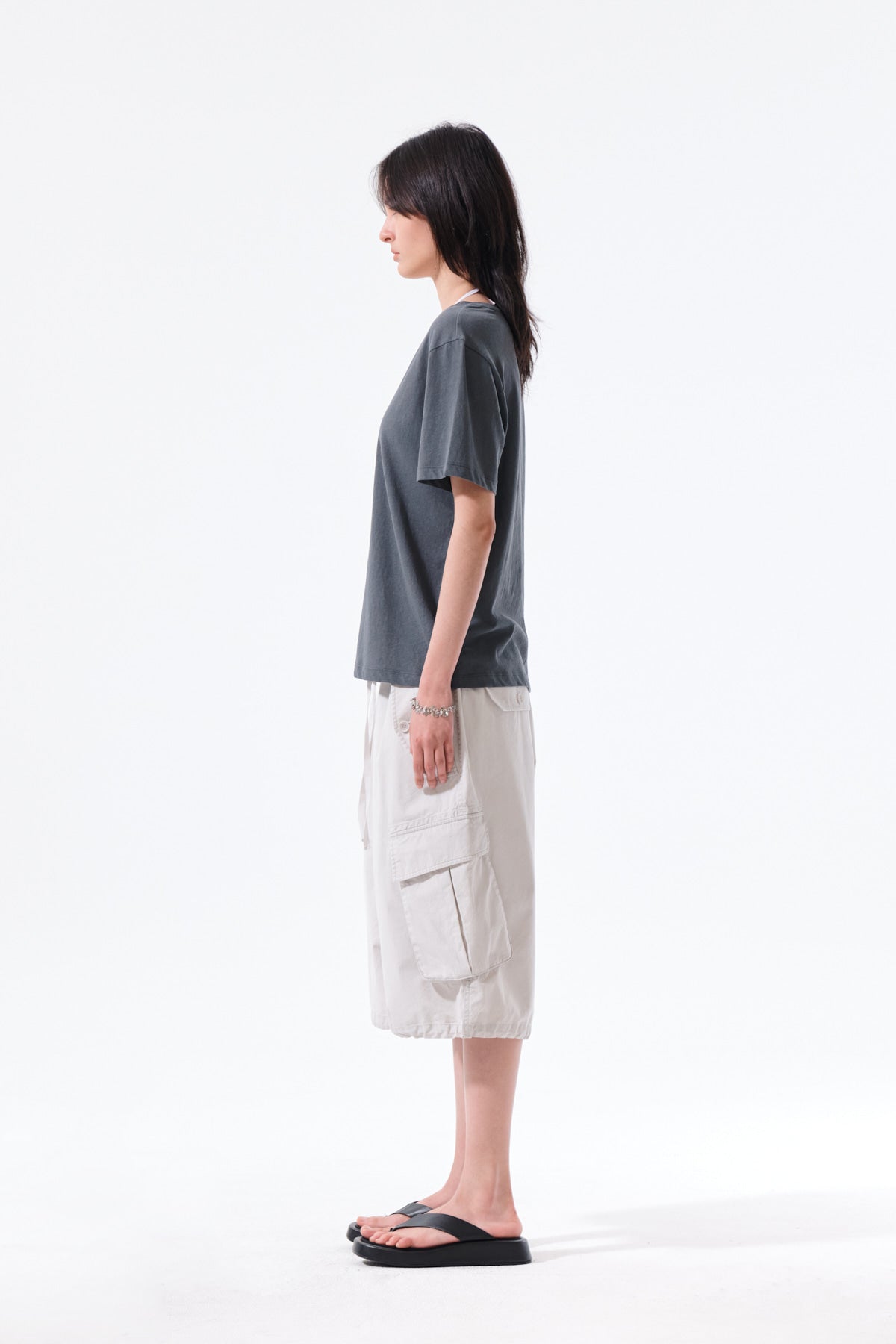 Matin Kim - Label Point U Neck Top (Charcoal) product image 7 | TRAB K-Fashion Australia