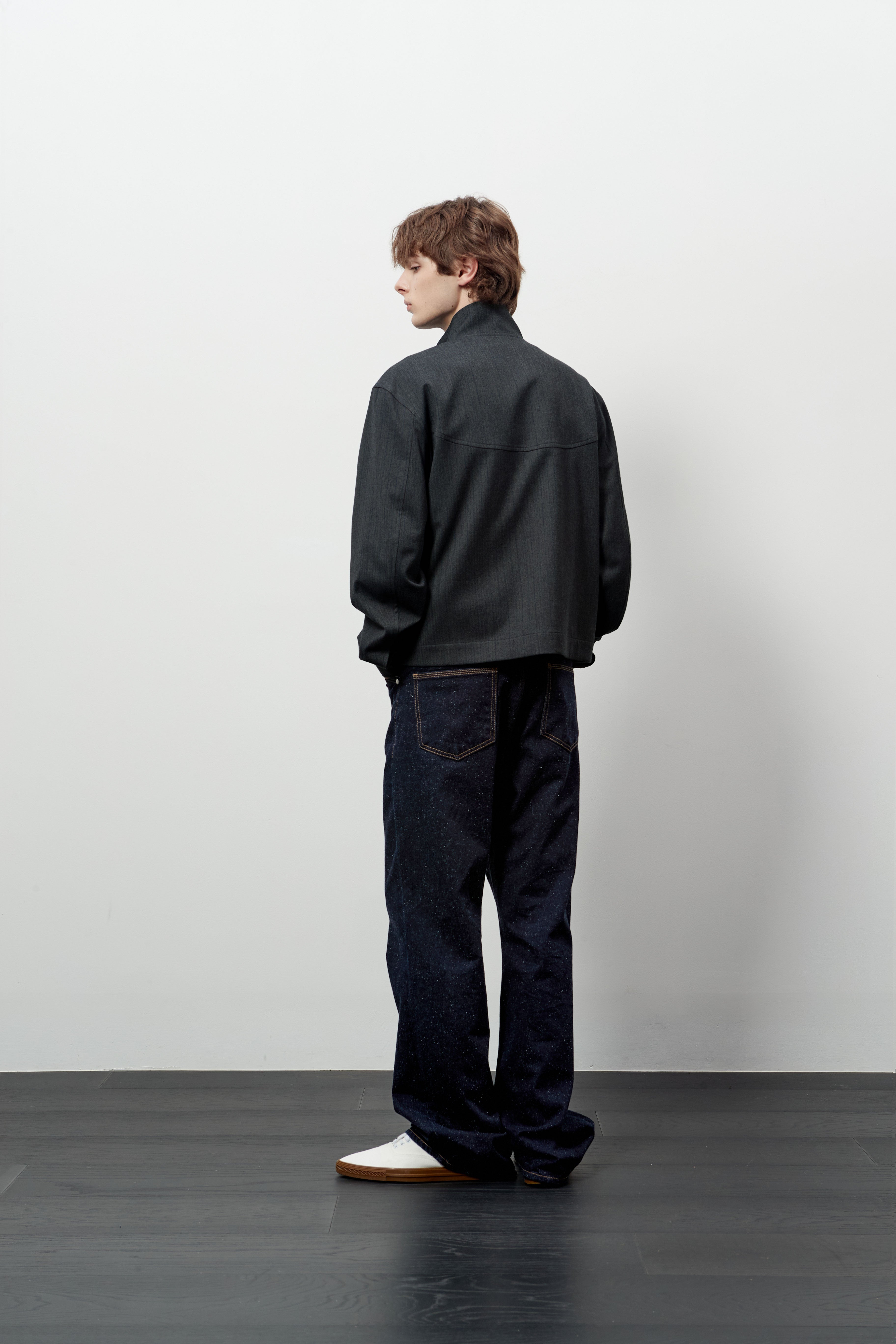 Stu - High Neck Crop Stripe Jacket (Grey) product image 10 | TRAB K-Fashion Australia