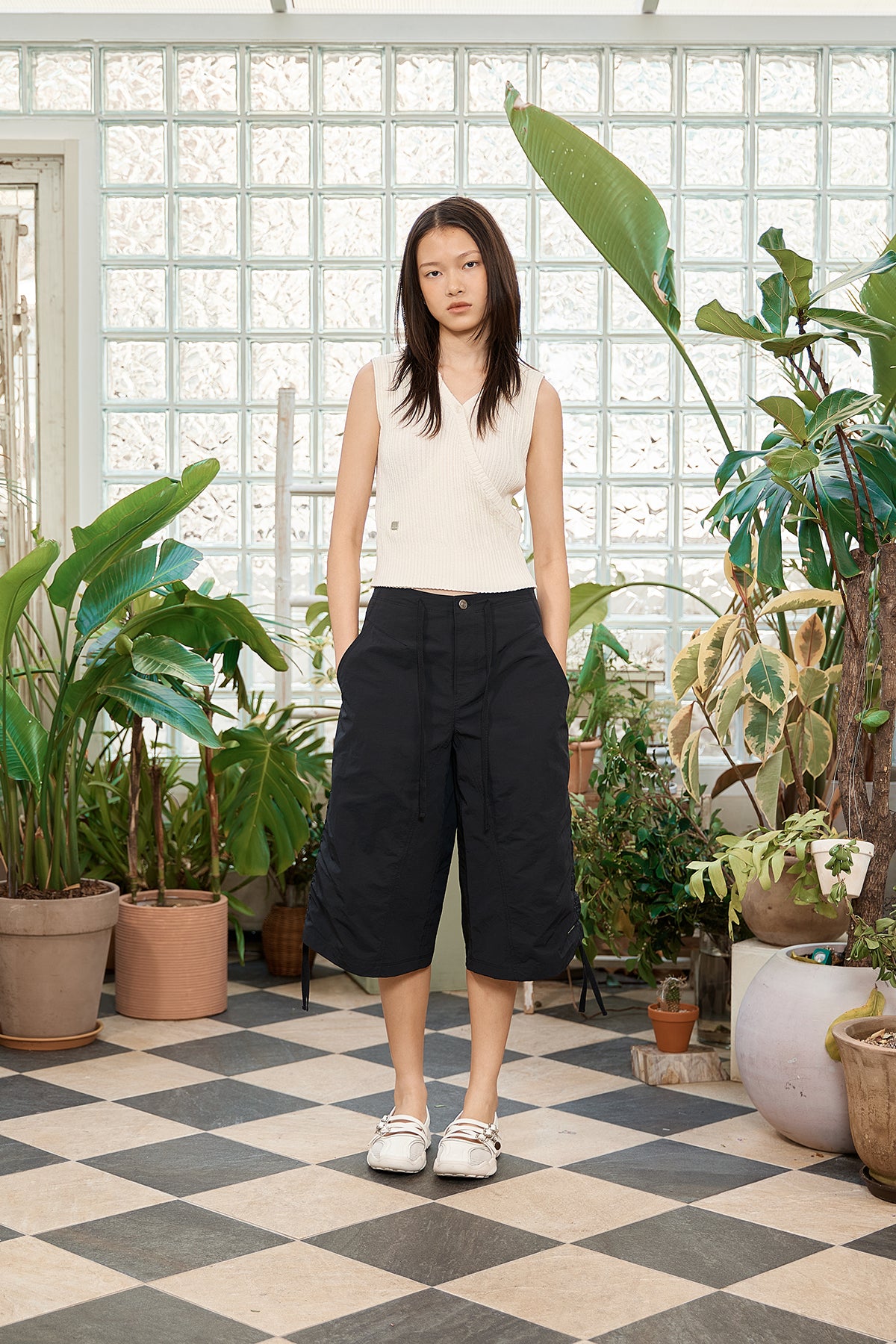 Matin Kim - Nylon String Half Pants (Black) product image 10 | TRAB K-Fashion Australia