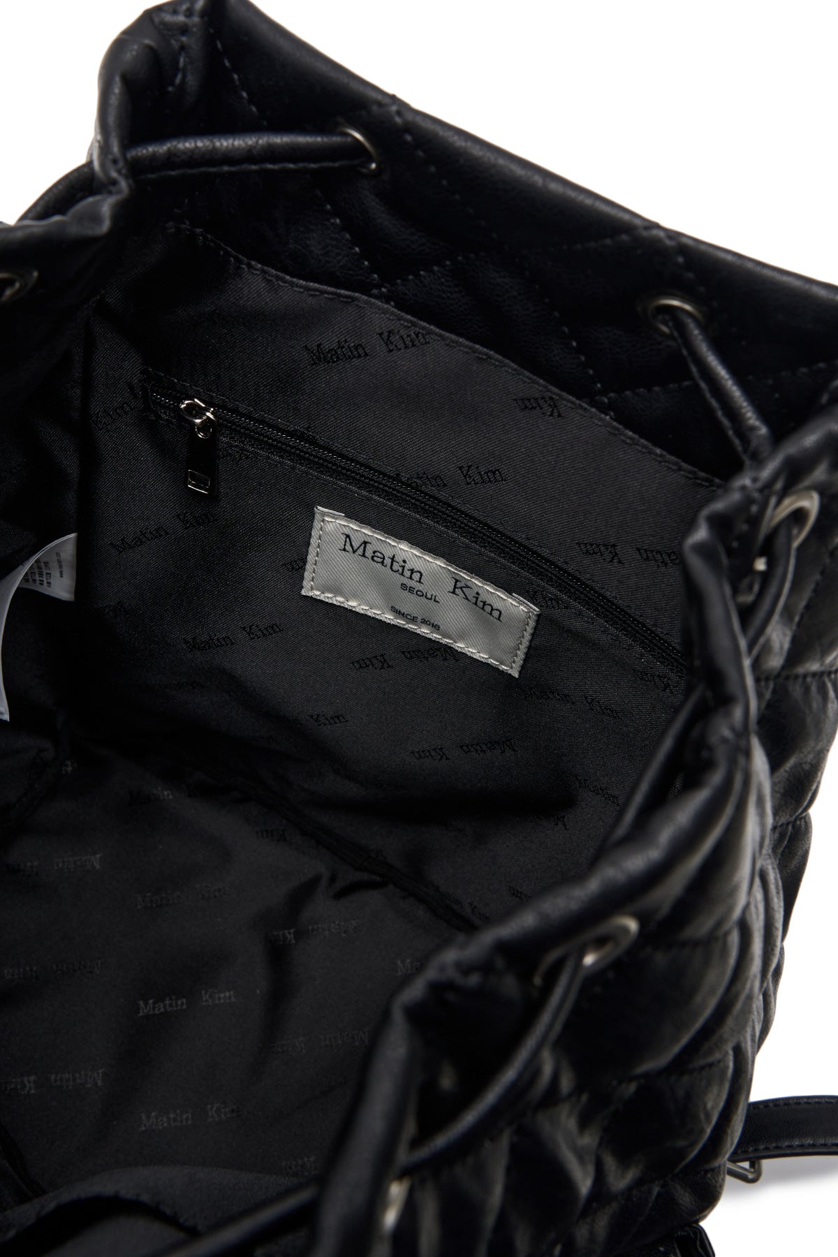 Matin Kim - Double Pocket Quilting Backpack (Black) product image 4 | TRAB K-Fashion Australia