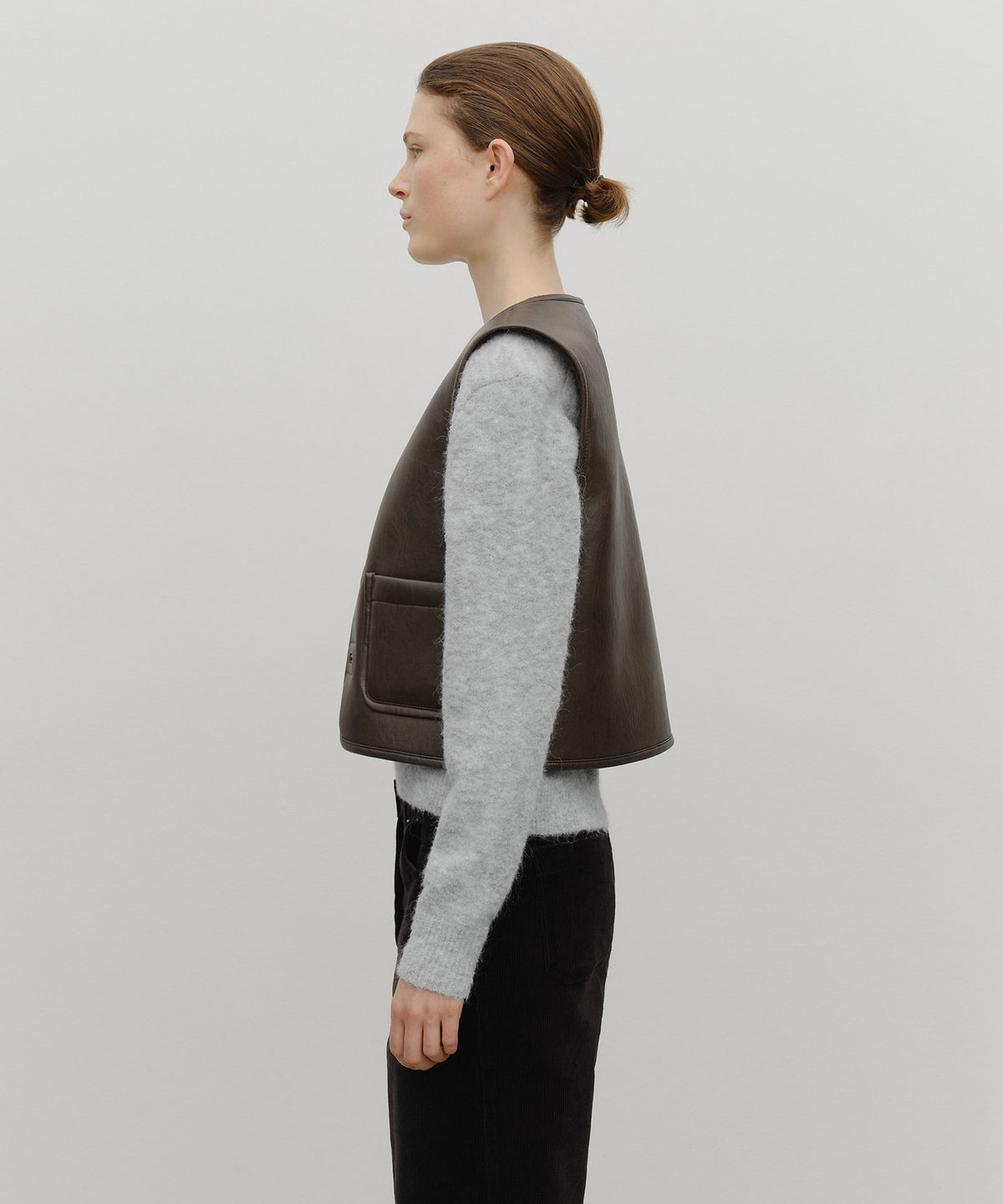 Marithe & Francois Girbaud - Faux Leather Mustang Crop Vest (Brown) product image 2 | TRAB K-Fashion Australia