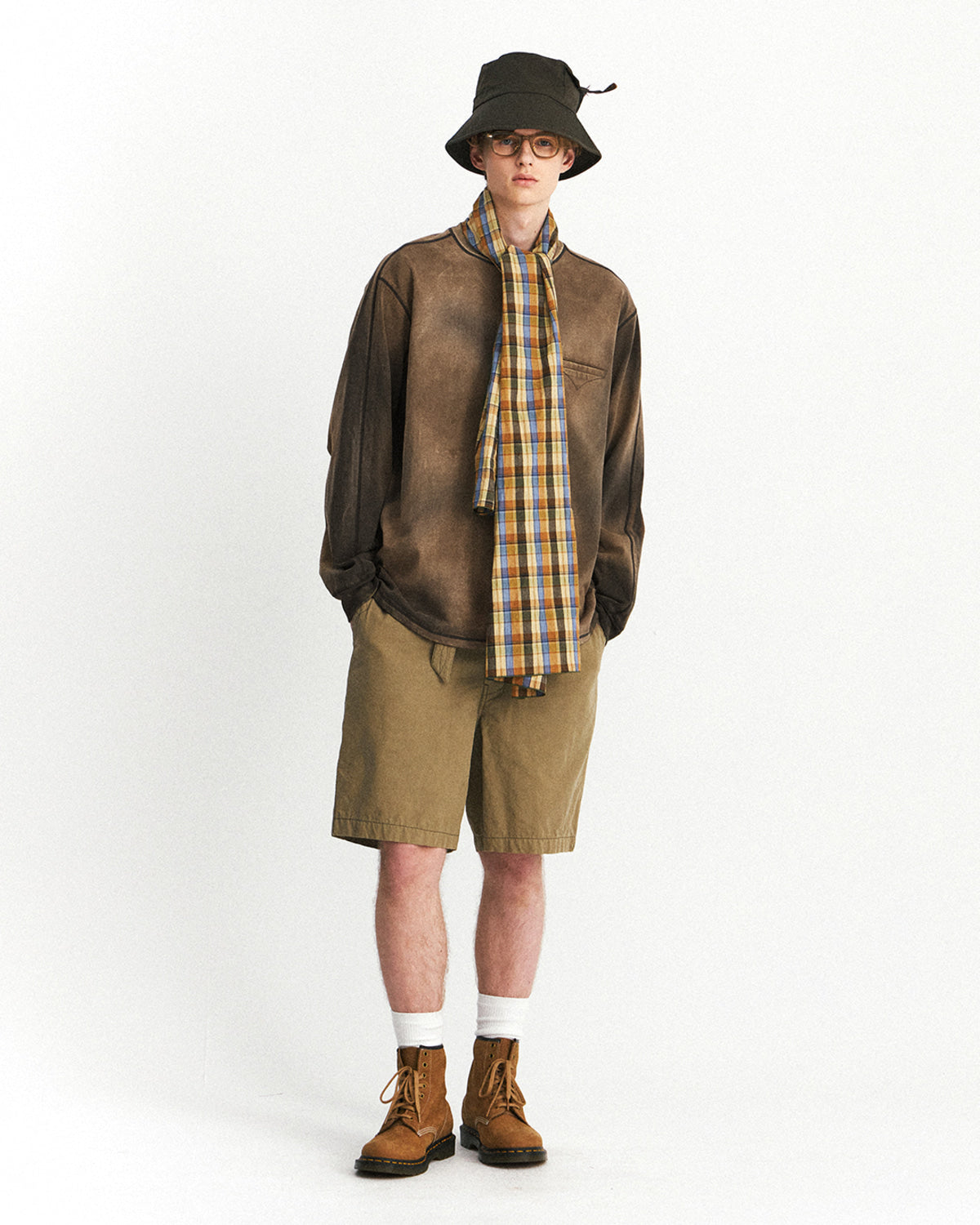 Eastlogue - Bleached Cpo L.s T-shirts (Olive) product image 1 | TRAB K-Fashion Australia