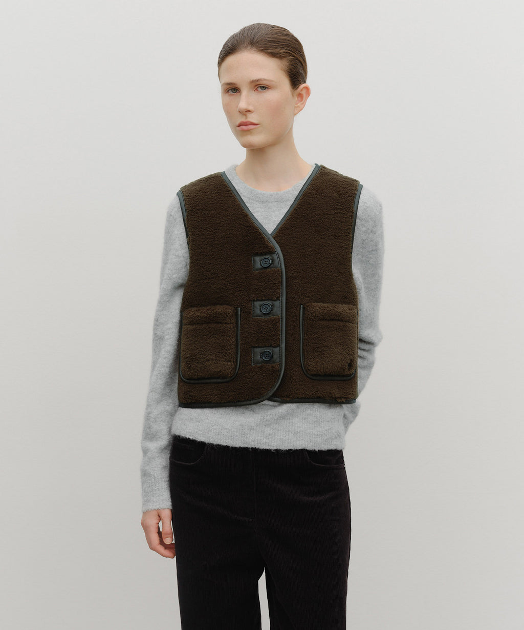 Marithe & Francois Girbaud - Faux Leather Mustang Crop Vest (Brown) product image 4 | TRAB K-Fashion Australia