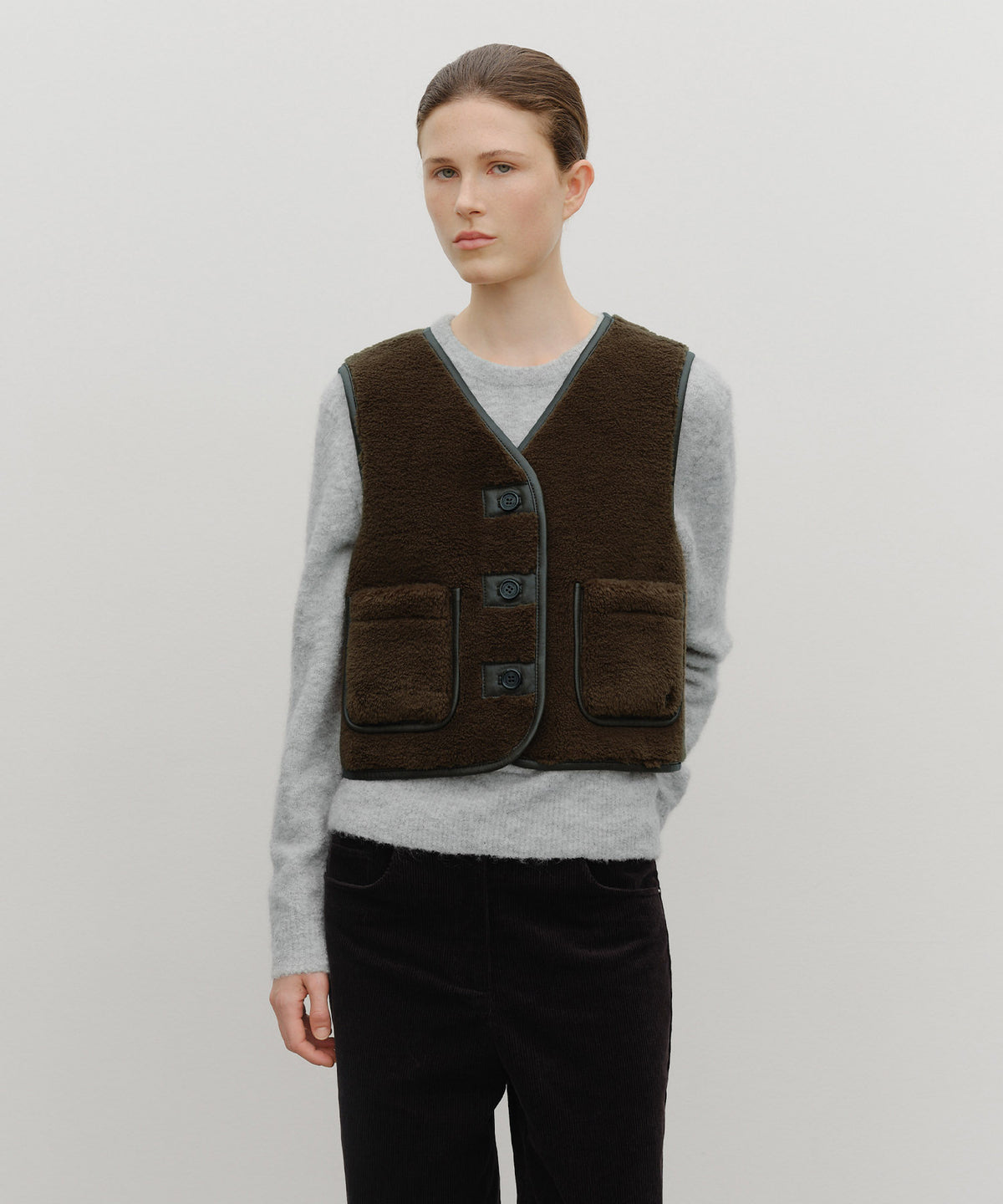 Marithe & Francois Girbaud - Faux Leather Mustang Crop Vest (Brown) product image 4 | TRAB K-Fashion Australia