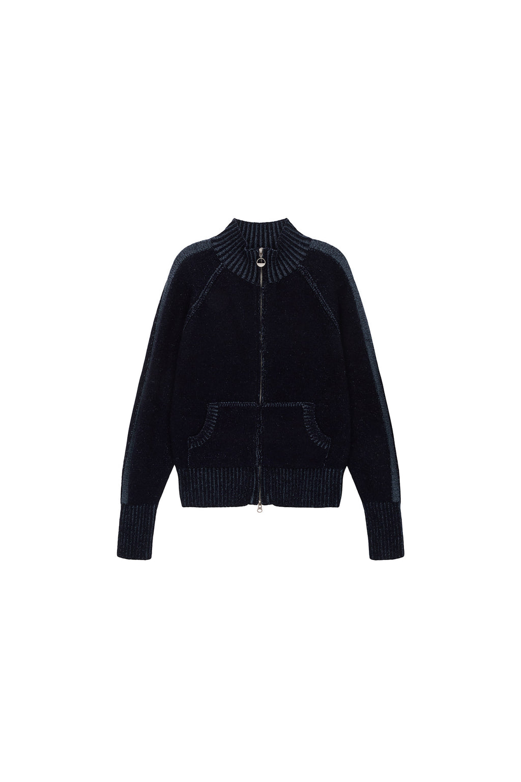 Matin Kim - Two Tone Mixed Knit Zip Up (Black) product image 11 | TRAB K-Fashion Australia