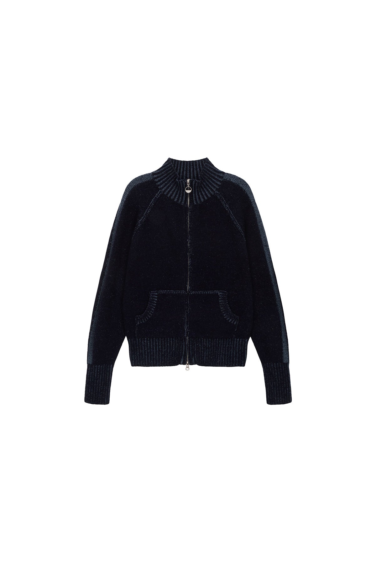Matin Kim - Two Tone Mixed Knit Zip Up (Black) product image 11 | TRAB K-Fashion Australia
