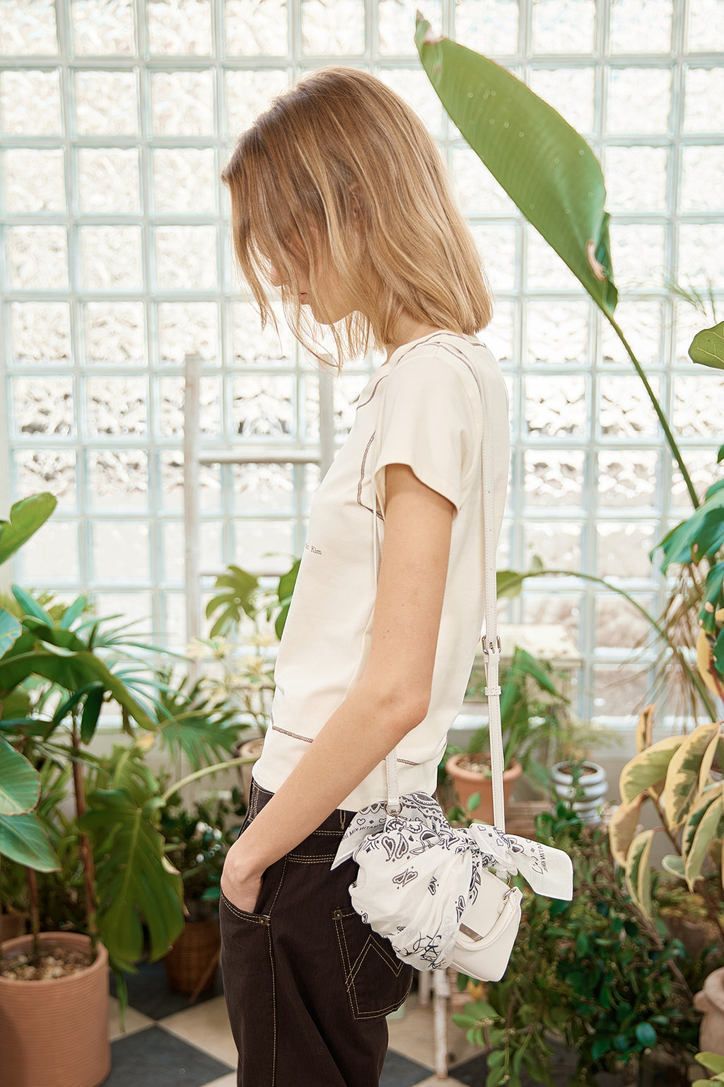 Matin Kim - Stitch Point Small Logo Top (Light Yellow) product image 10 | TRAB K-Fashion Australia