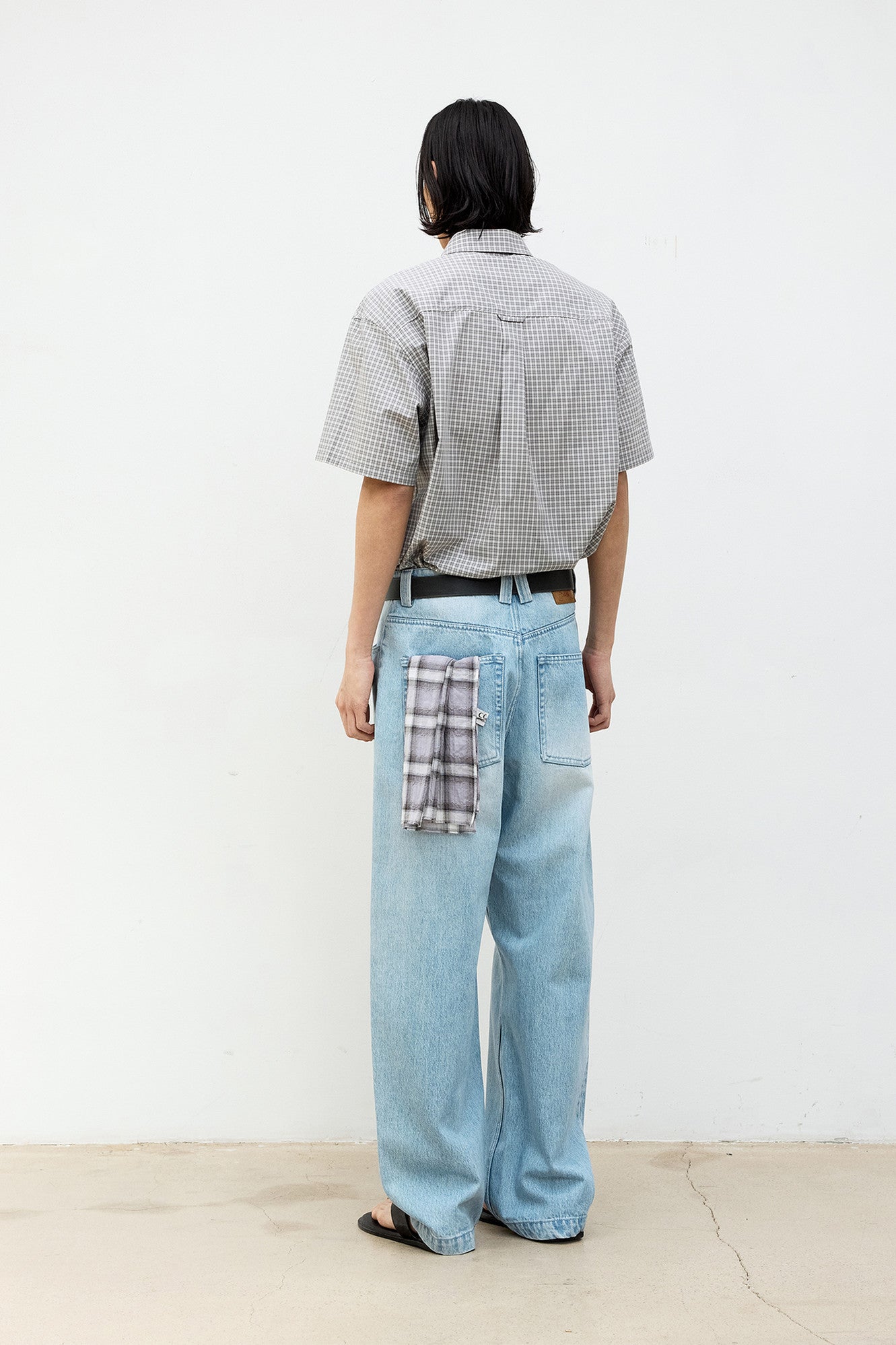 Coor - Cotton Blend Tartancheck Half Shirt (Beige Check) product image 4 | TRAB K-Fashion Australia