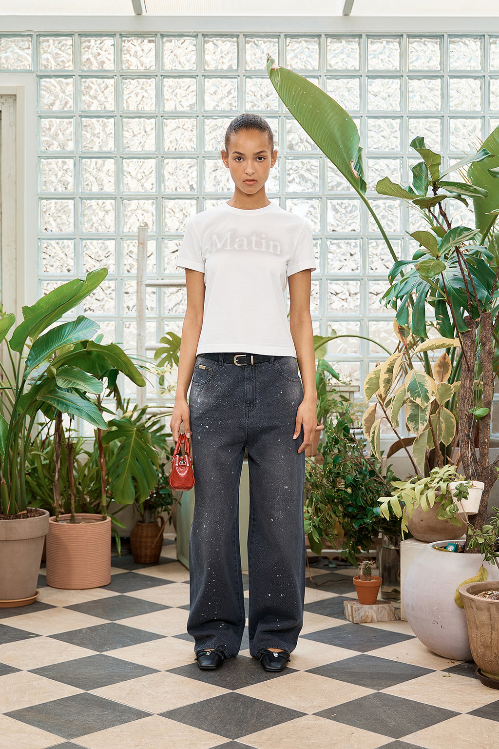 Matin Kim - Back Line Point Soft Shiny Denim Pants (Navy) product image 7 | TRAB K-Fashion Australia