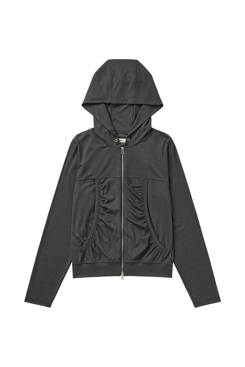 Deinet - Shirring Hood Zip Up (Dark Grey) product image 1 | TRAB K-Fashion Australia