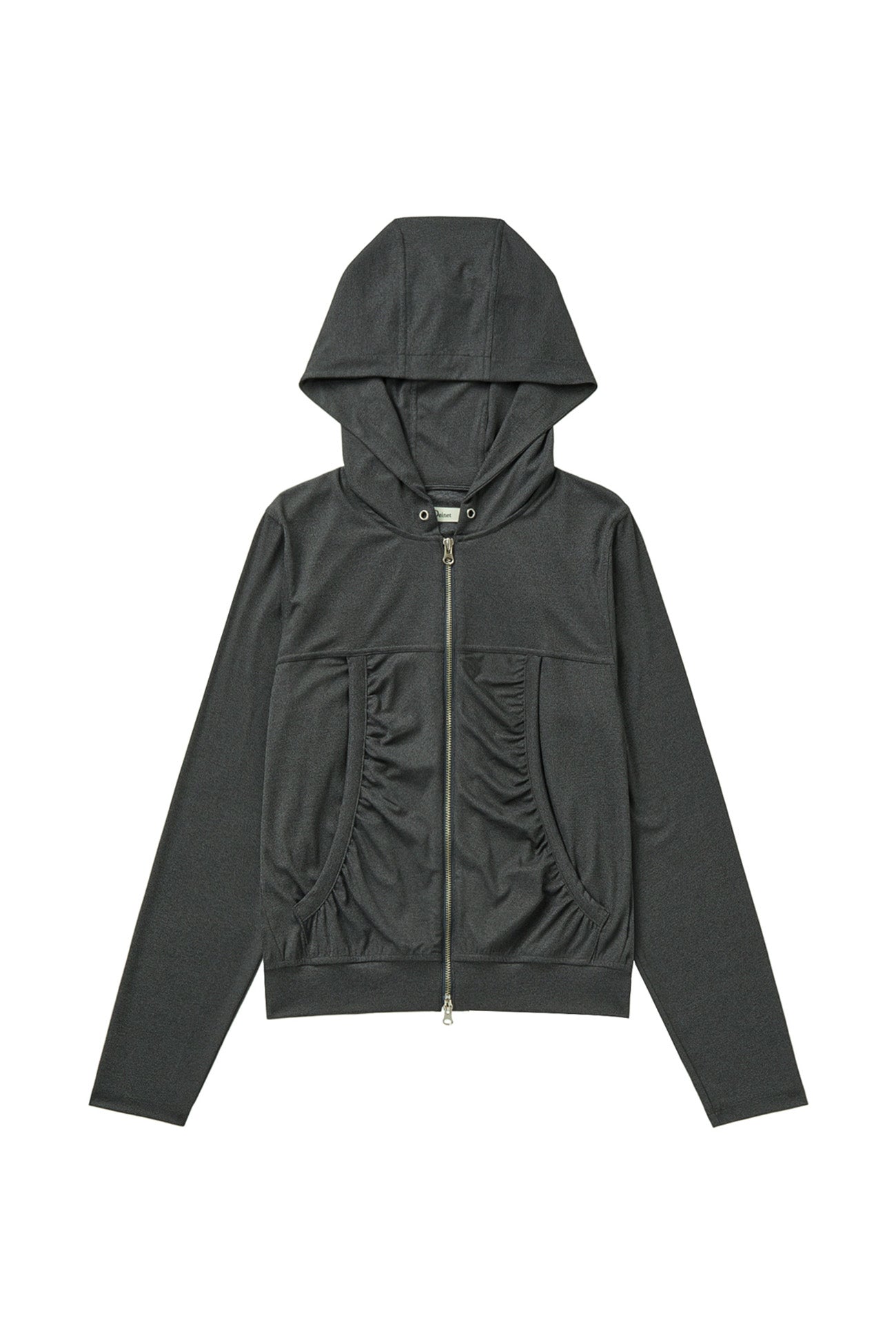 Deinet - Shirring Hood Zip Up (Dark Grey) product image 1 | TRAB K-Fashion Australia