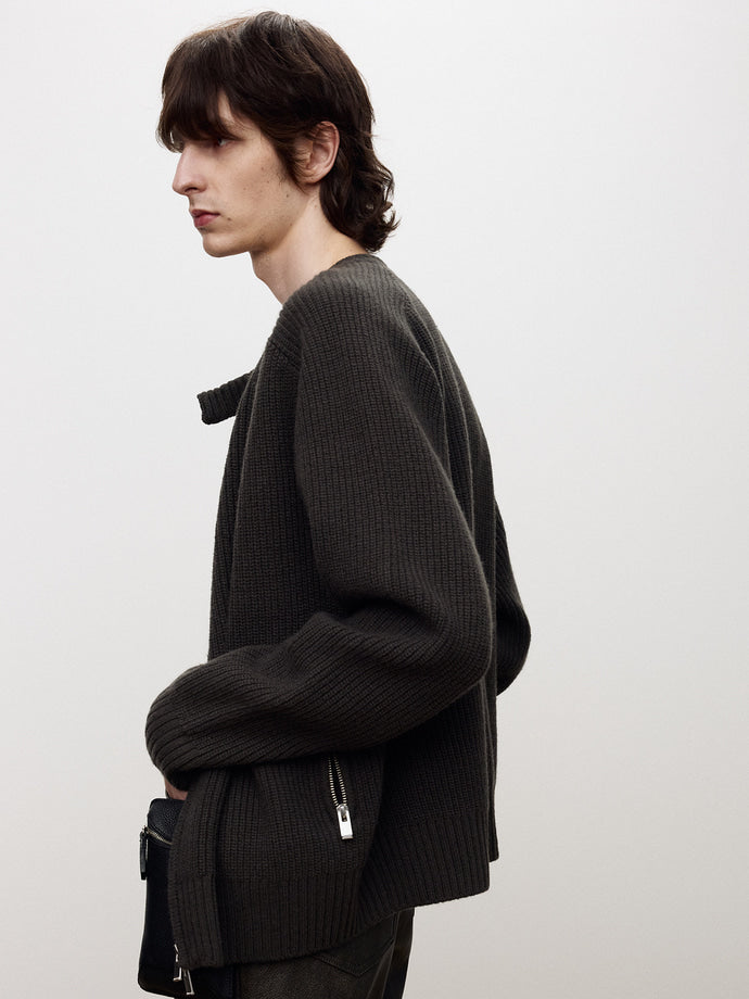 Tonywack - Merino Wool Knitted Zip-Up Jumper (Anthracite) product image 5 | TRAB K-Fashion Australia
