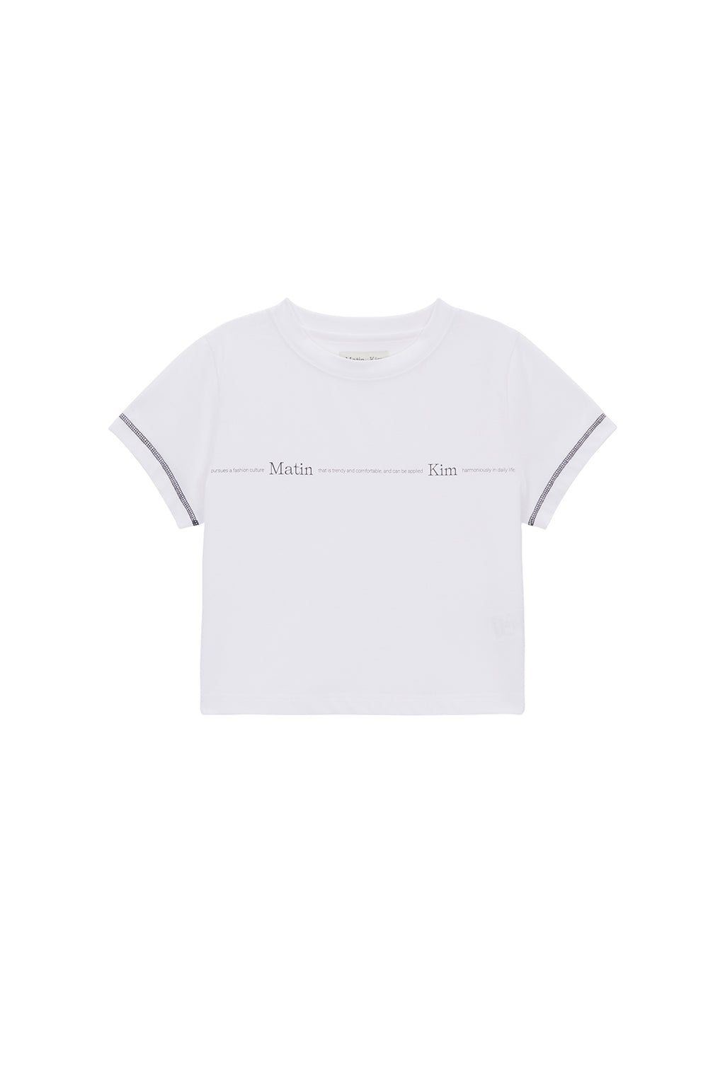 Matin Kim - Matin Small Line Logo Stitch Crop Top (Pink) product image 12 | TRAB K-Fashion Australia
