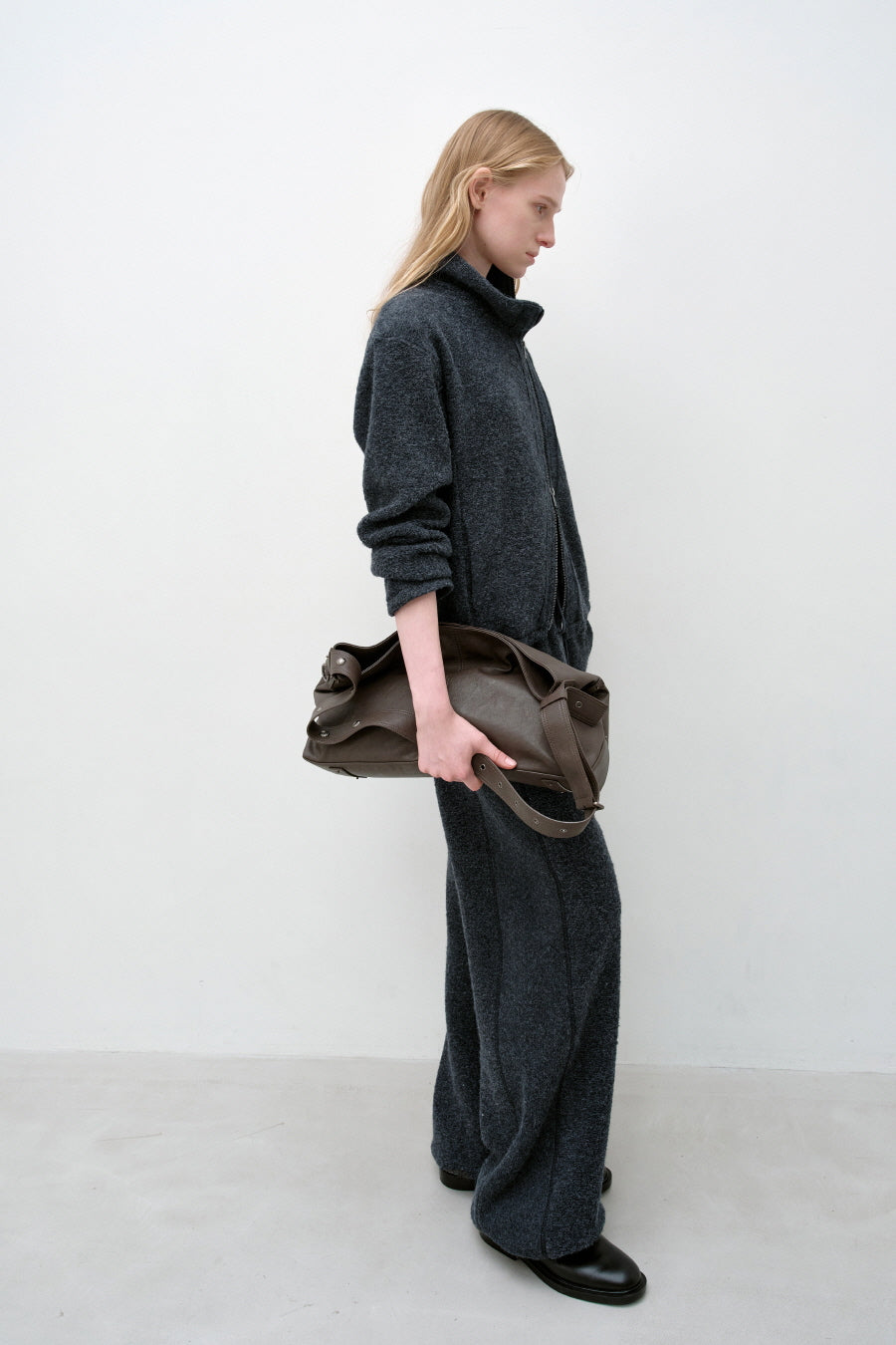 Insilence - Slanted Zipper Wool Jacket (Charcoal) product image 2 | TRAB K-Fashion Australia