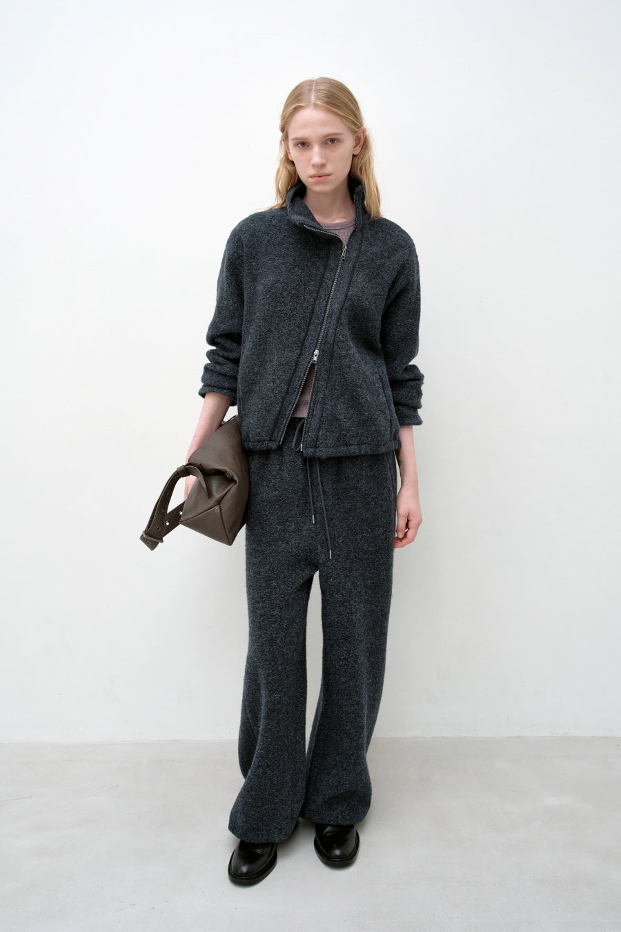 Insilence - Slanted Zipper Wool Jacket (Charcoal) product image 6 | TRAB K-Fashion Australia