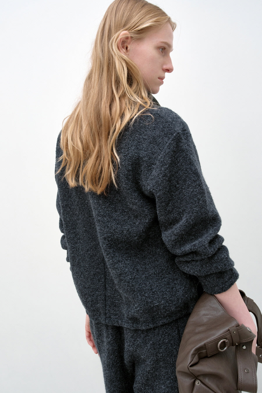 Insilence - Slanted Zipper Wool Jacket (Charcoal) product image 4 | TRAB K-Fashion Australia