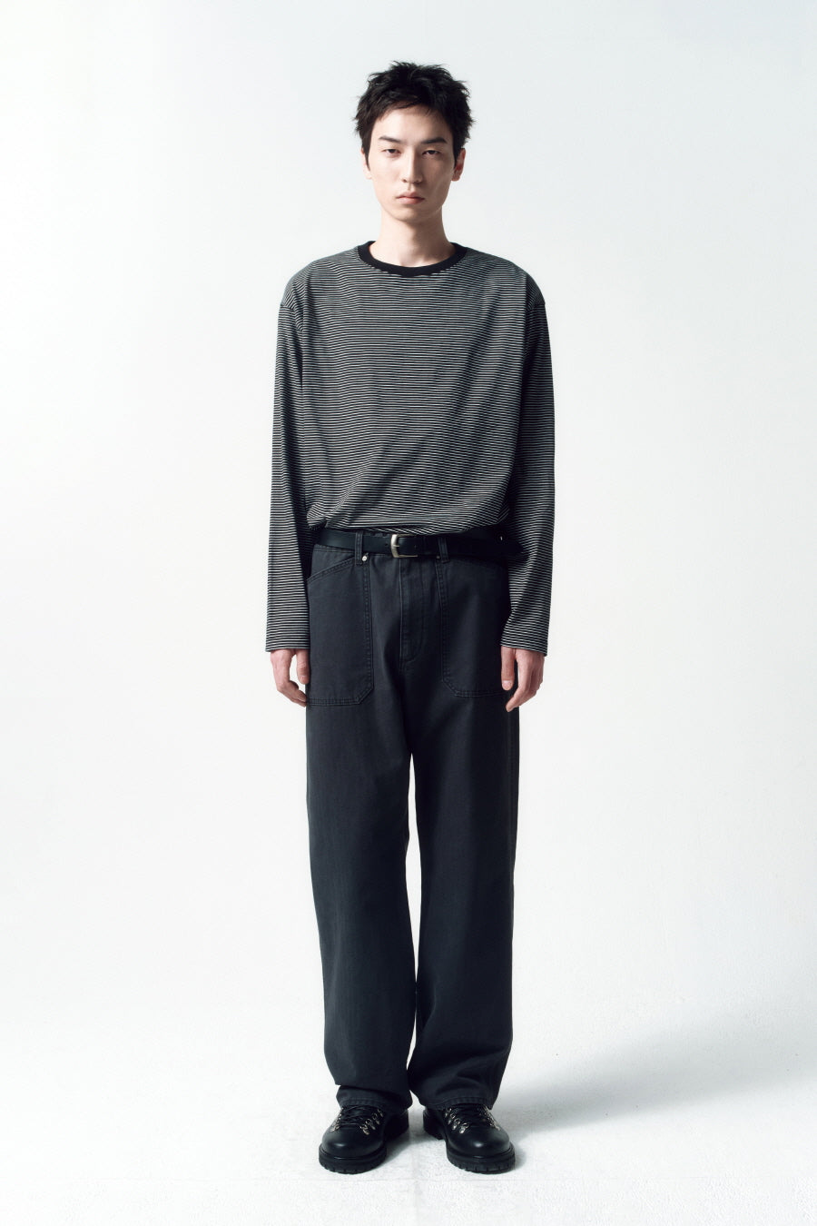 Insilence - Border Stripe Long Sleeve (Black) product image 1 | TRAB K-Fashion Australia