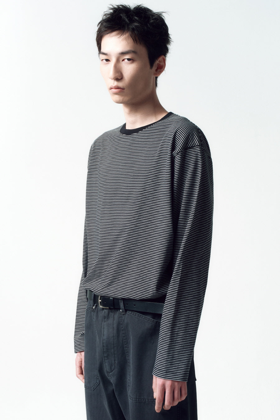 Insilence - Border Stripe Long Sleeve (Black) product image 3 | TRAB K-Fashion Australia
