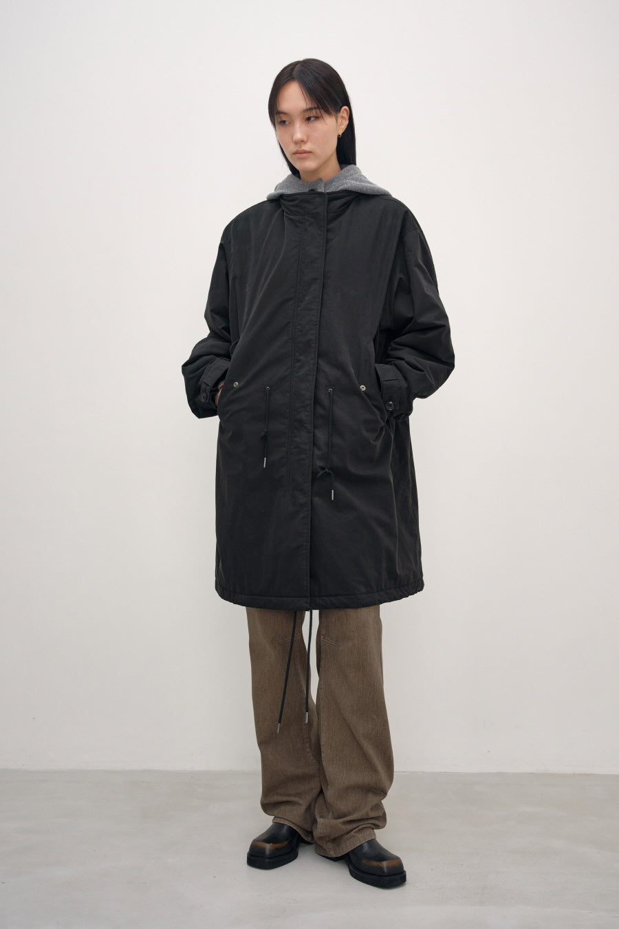 Insilence - M65 Padded Hood Parka (Washed Black) product image 1 | TRAB K-Fashion Australia