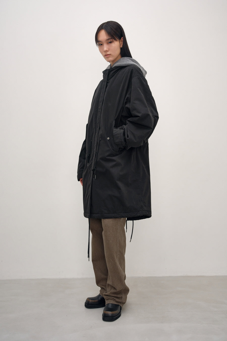 Insilence - M65 Padded Hood Parka (Washed Black) product image 2 | TRAB K-Fashion Australia