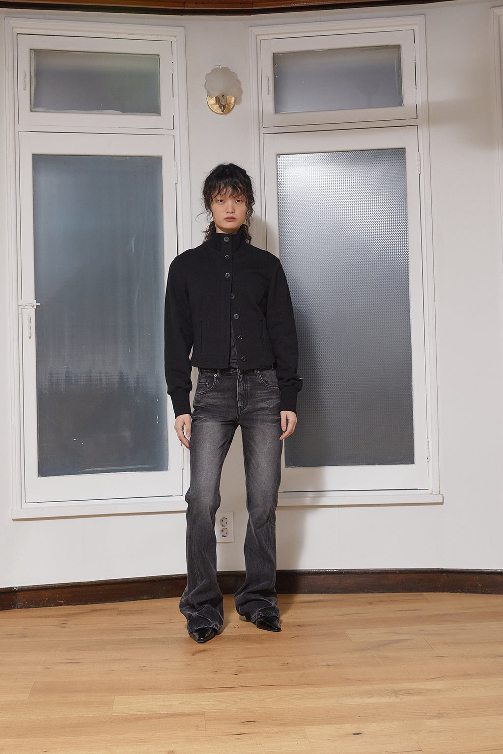 Matin Kim - High Neck Balloon Button Cardigan (Black) product image 7 | TRAB K-Fashion Australia