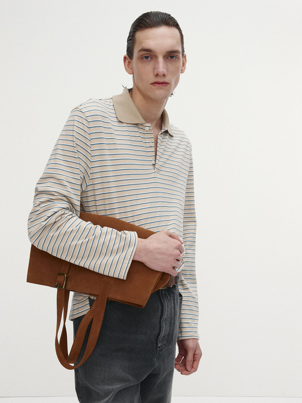 Tonywack - Striped Cotton Polo T-Shirt (Beige Multi Stripe) product image 6 | TRAB K-Fashion Australia