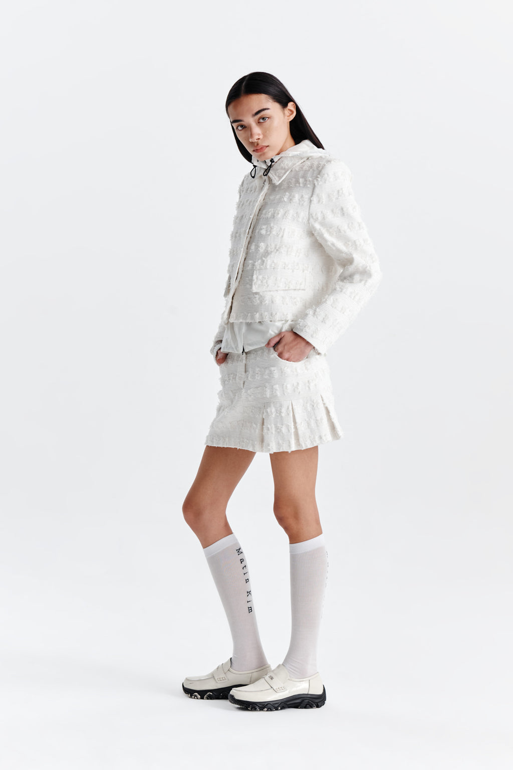 Matin Kim - Pleats Mixed Tweed Mini Skirt (Ivory) product image 8 | TRAB K-Fashion Australia