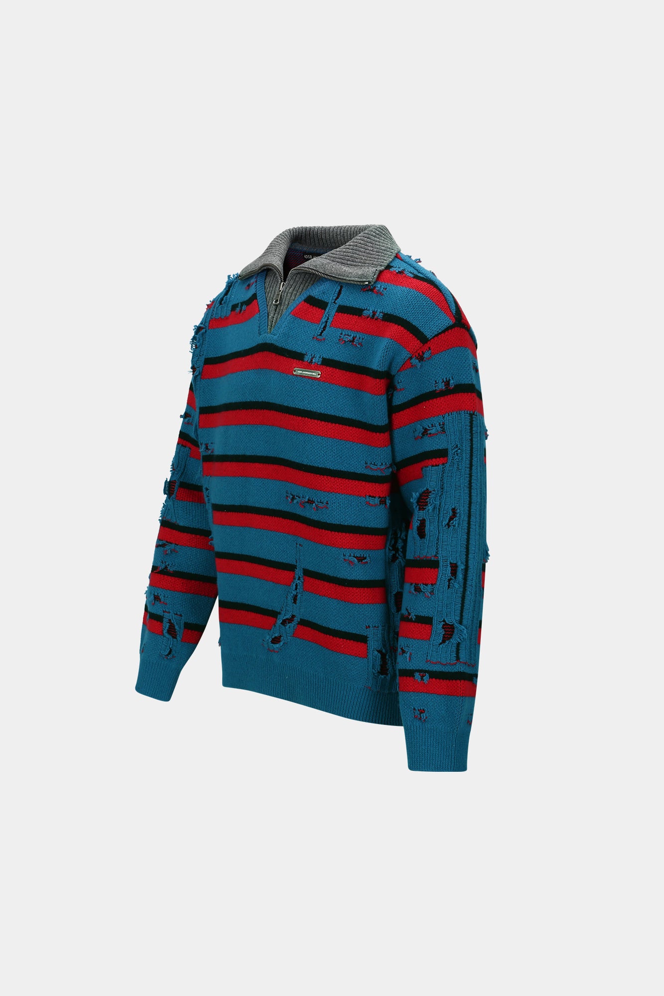 Andersson Bell - Stripe Jacquard Half Zip-Up Sweater (Blue/Red) product image 8 | TRAB K-Fashion Australia