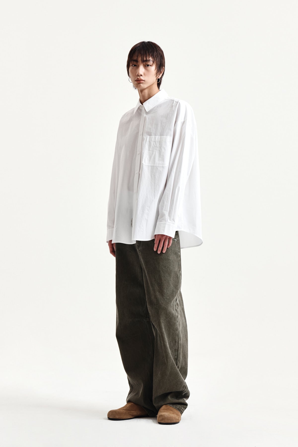 Matin Kim - Embroidery Small Logo Shirt (White) product image 14 | TRAB K-Fashion Australia