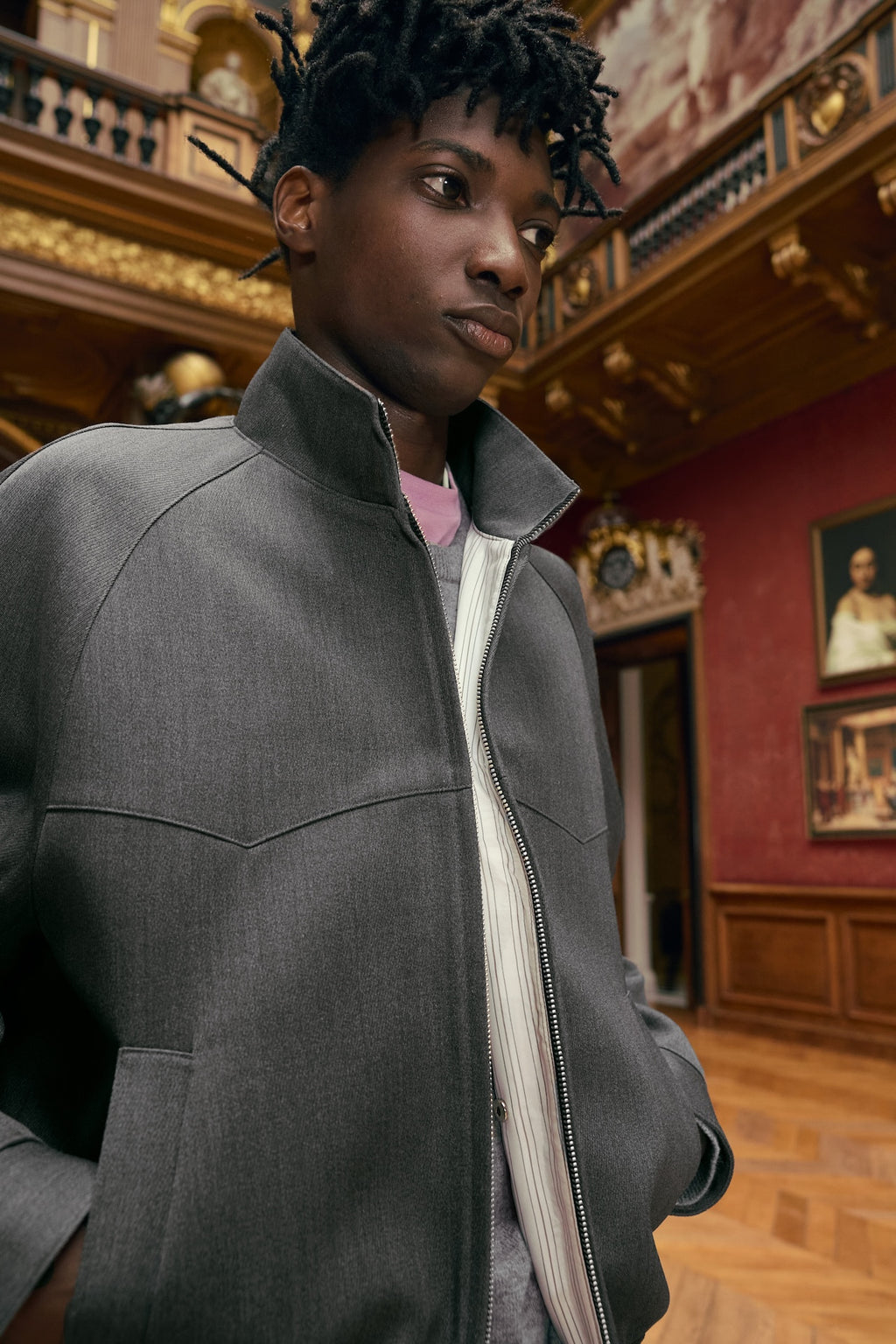 STU - High Neck Zip-up Wool Jacket (Grey) product image 8 | TRAB K-Fashion Australia