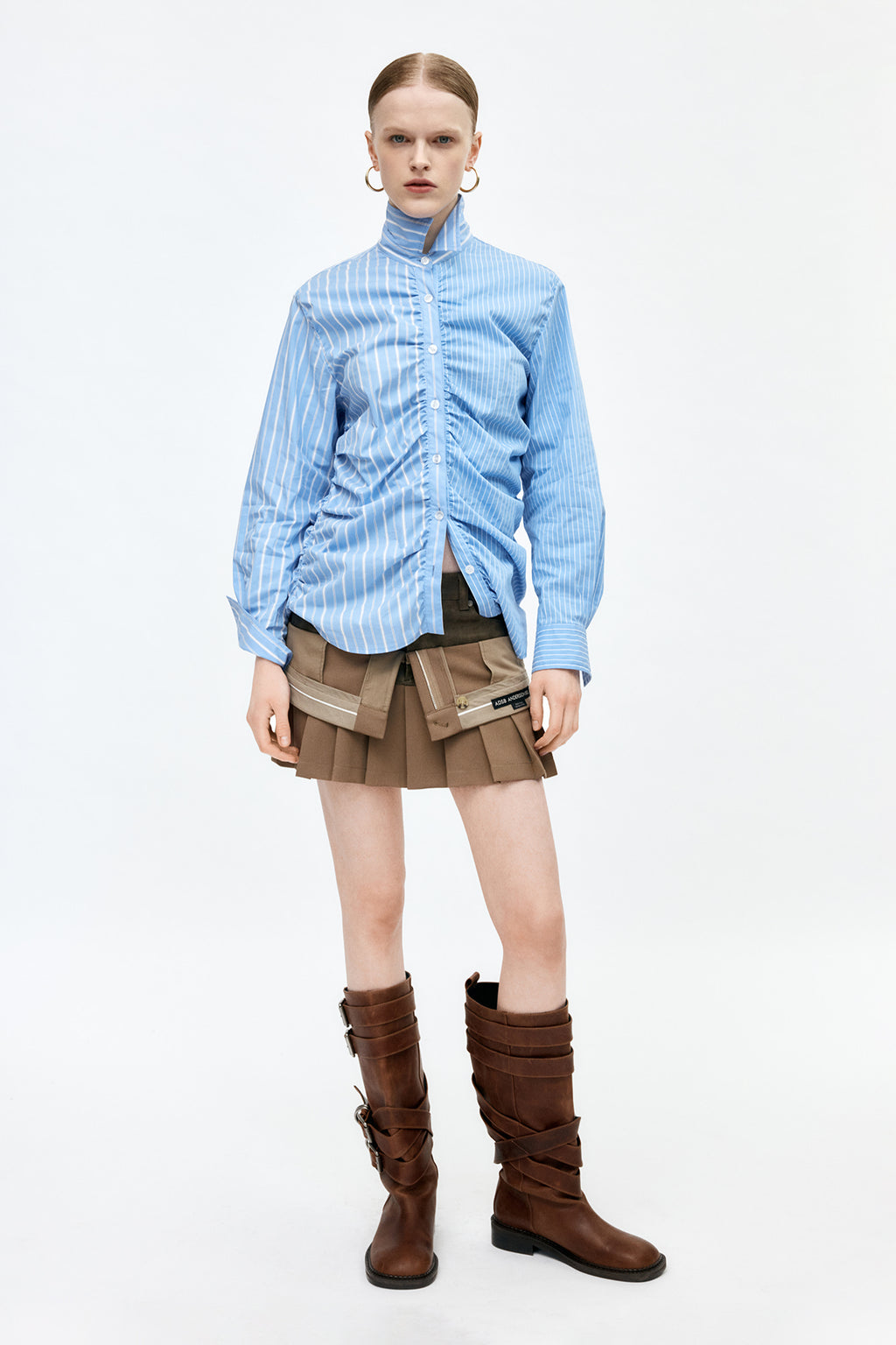 Andersson Bell - Stripe Shirring Shirt (Blue) product image 2 | TRAB K-Fashion Australia