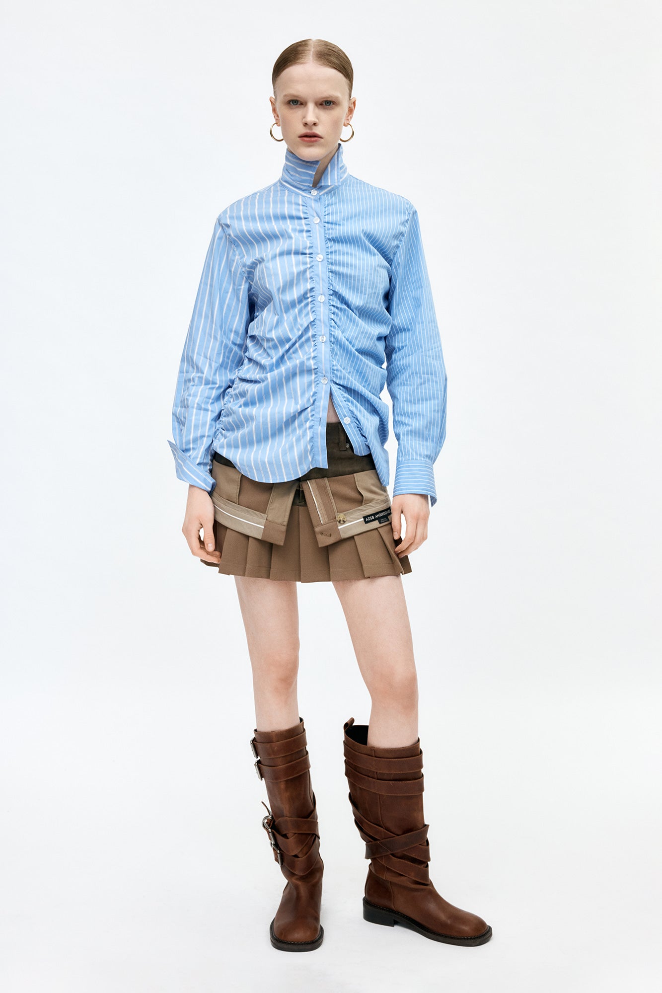 Andersson Bell - Stripe Shirring Shirt (Blue) product image 2 | TRAB K-Fashion Australia