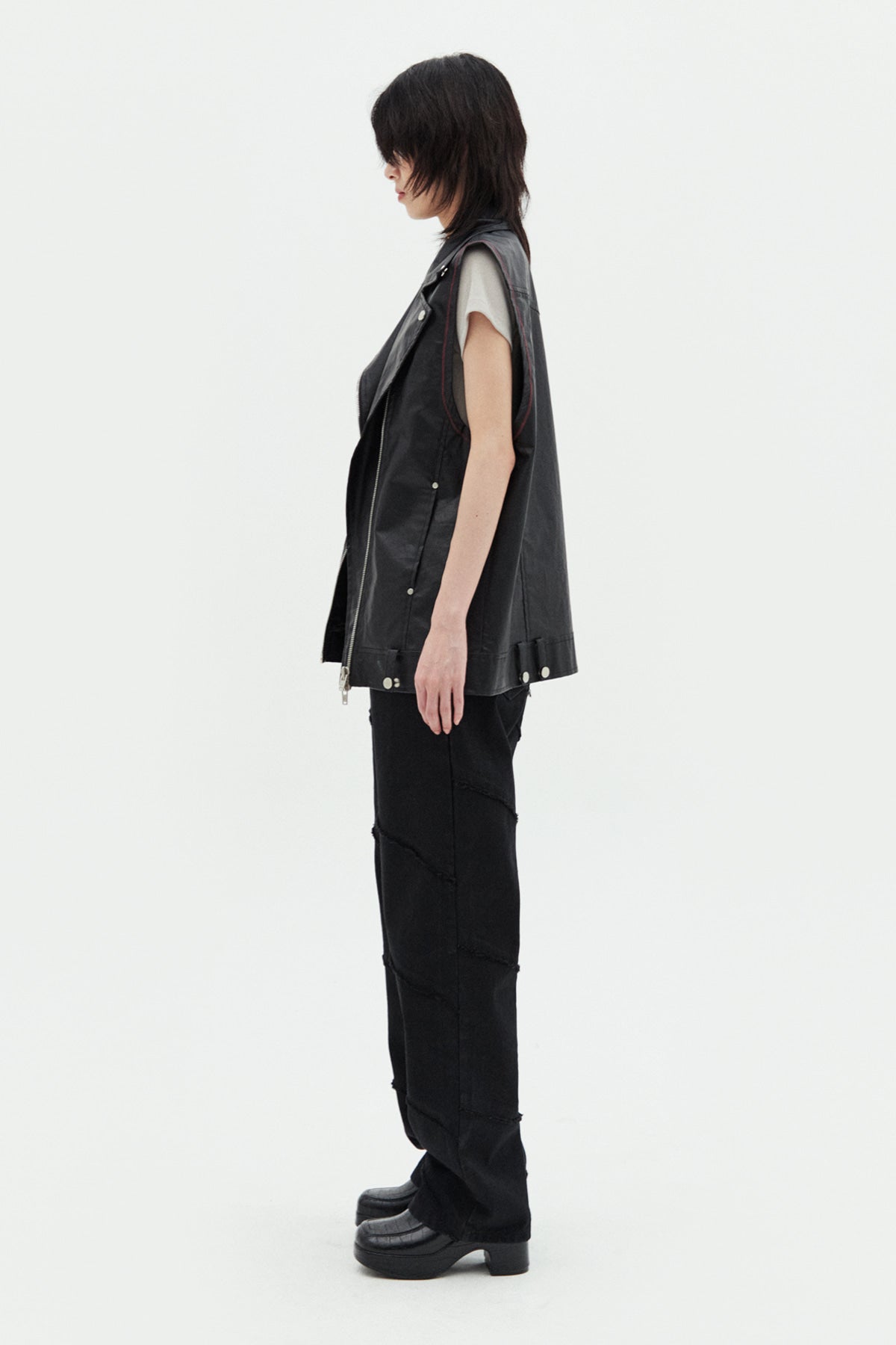 Matin Kim - Leather Like Rider Vest (Black) product image 6 | TRAB K-Fashion Australia
