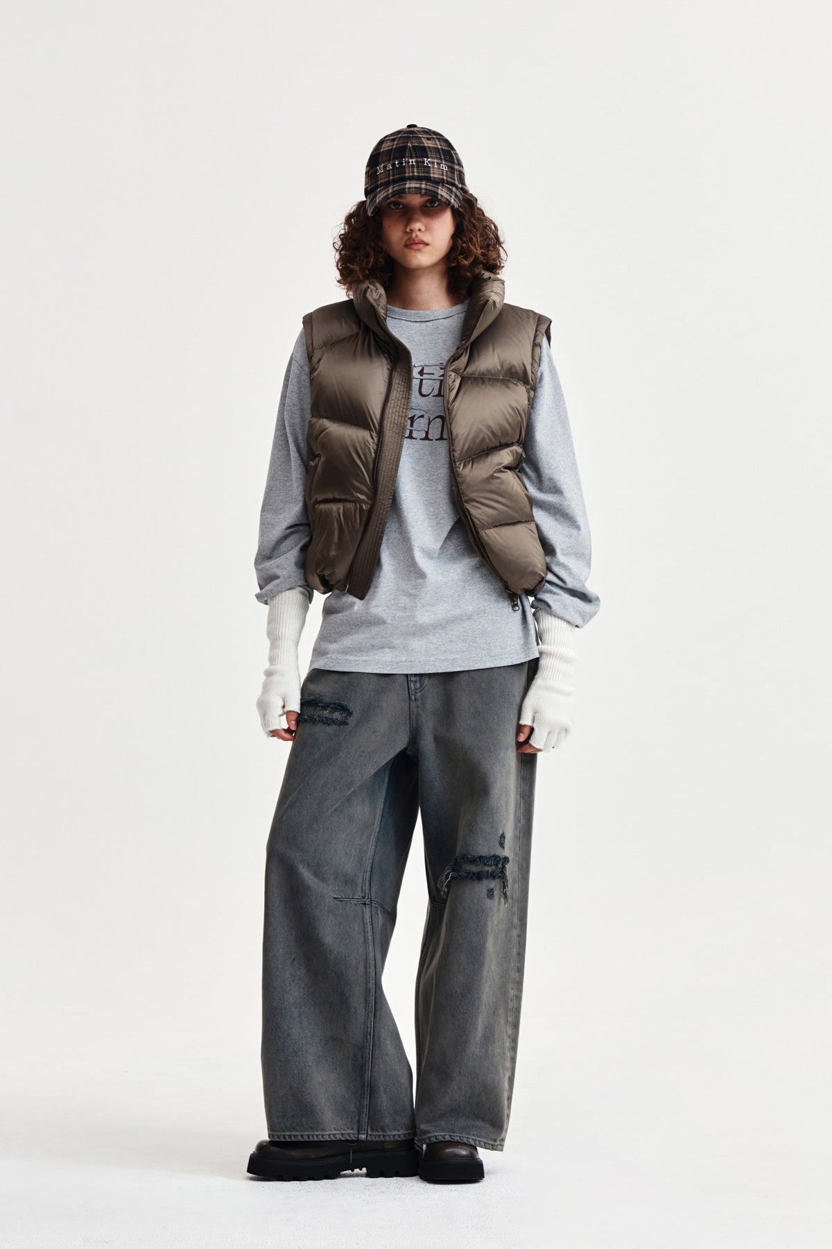 Matin Kim - Back Logo Wide Denim Pants (Smoke Blue) product image 9 | TRAB K-Fashion Australia