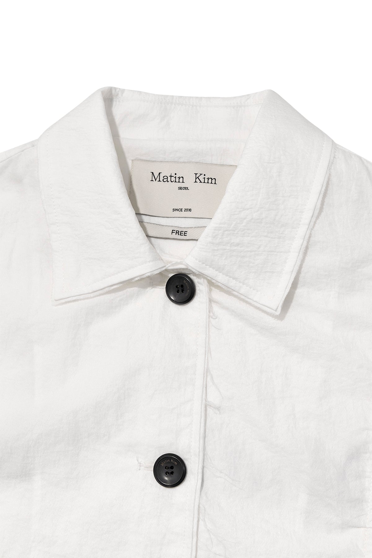 Matin Kim - Back Logo Point Nylon Long Coat (White) product image 3 | TRAB K-Fashion Australia