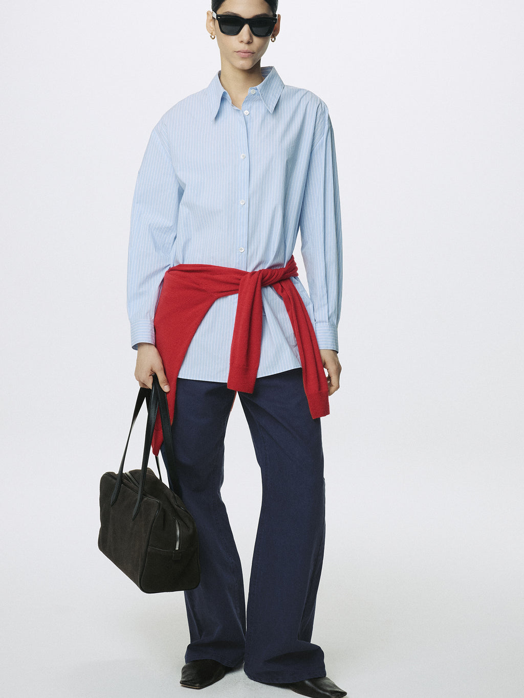 Tonywack - Washed Cotton Twill Loose Flared Jeans (Purple Blue) product image 5 | TRAB K-Fashion Australia
