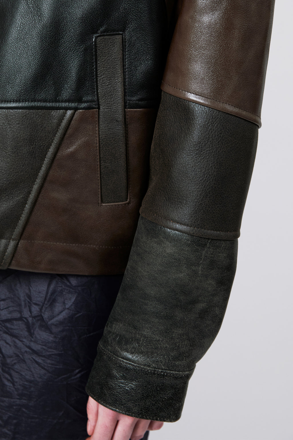 Andersson Bell - Unisex Patchwork Leather Jacket (Black/Brown) product image 13 | TRAB K-Fashion Australia
