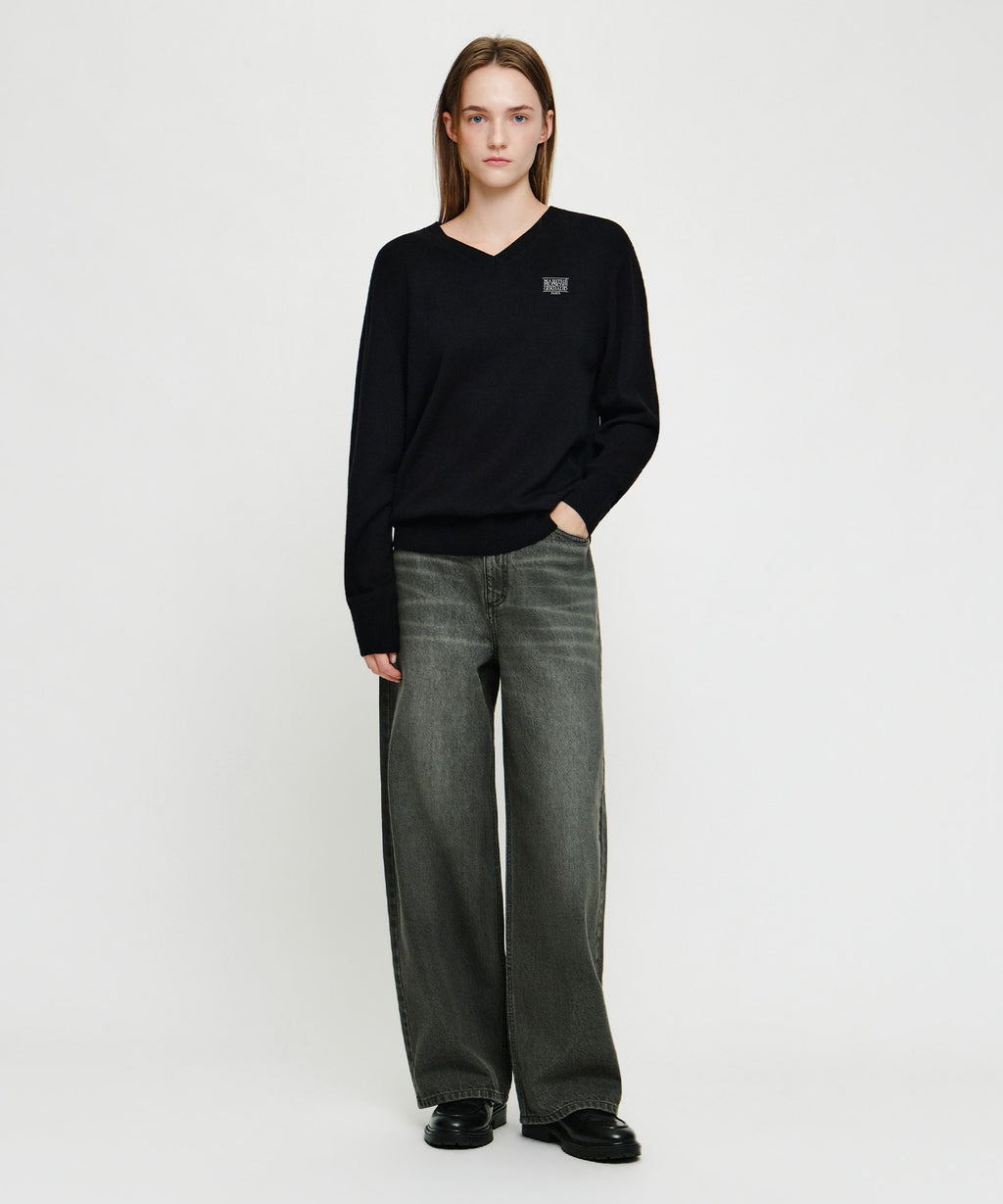 Marithe & Francois Girbaud - [Pre-order – Ships 7 Oct] Baggy Fit Dirty Washed Denim Pants (Black) product image 4 | TRAB K-Fashion Australia