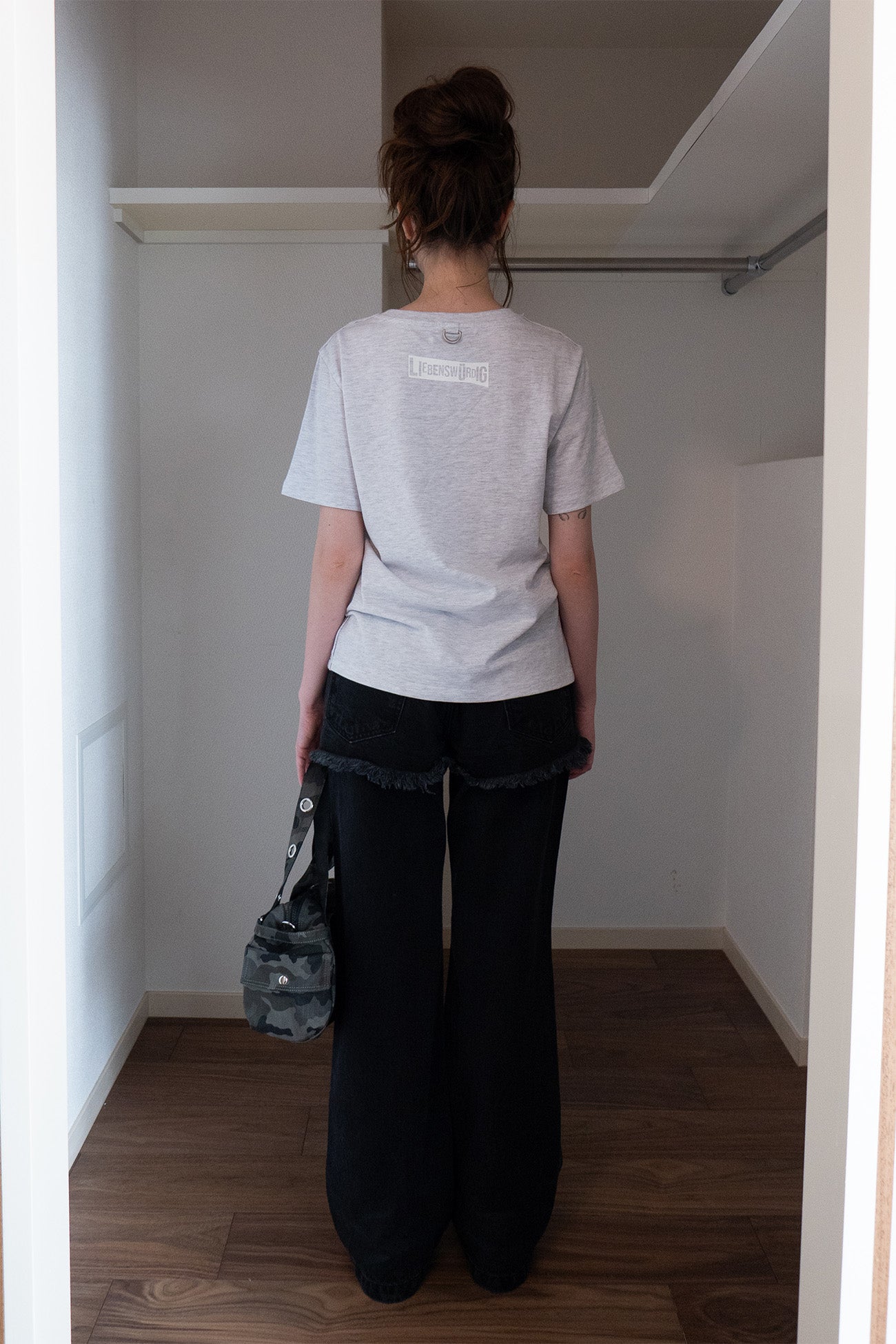 Deinet - Layered Semi Bootscut Denim Pants (Black) product image 3 | TRAB K-Fashion Australia