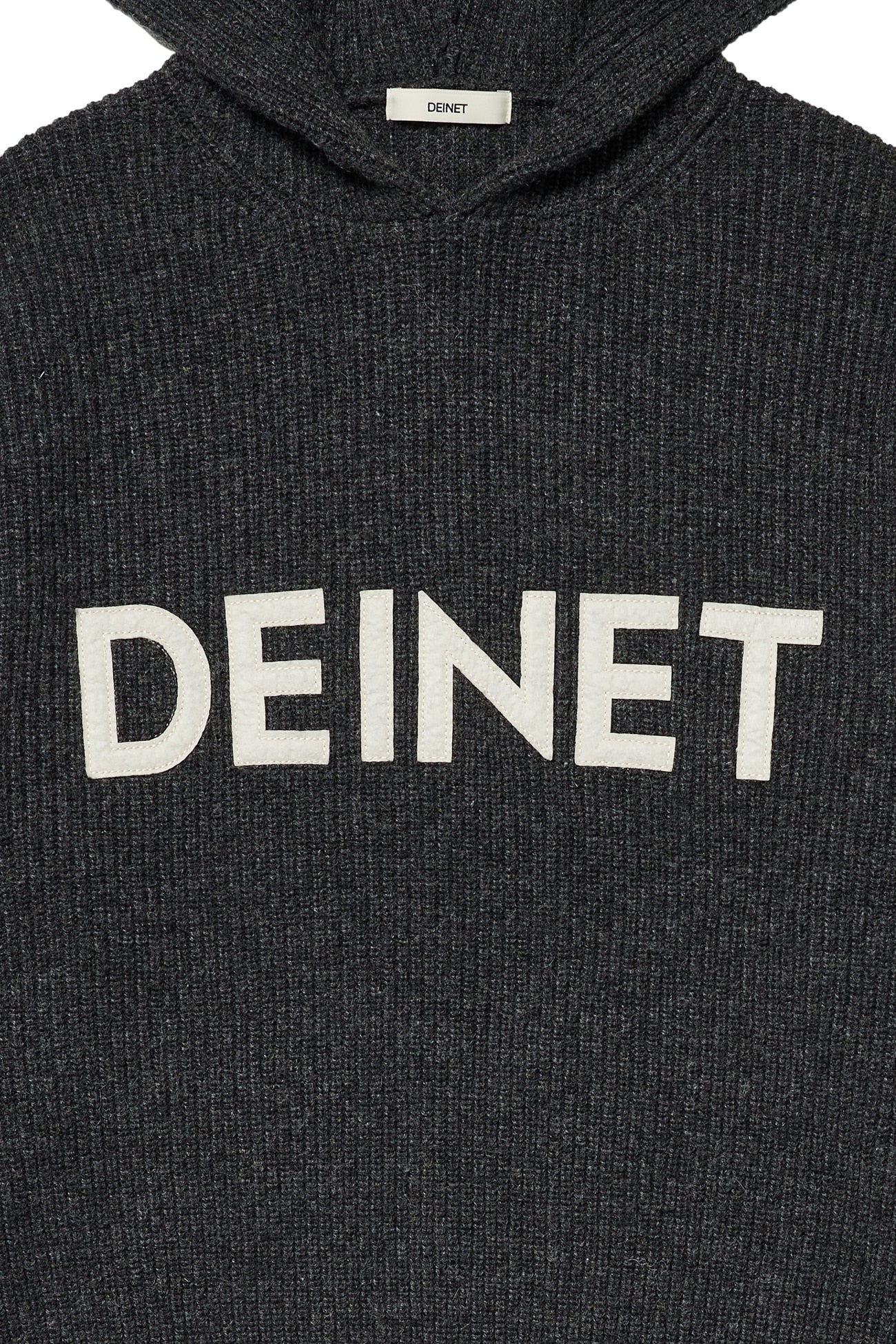 Deinet - Basic Logo Knit Hoodie (Charcoal) product image 10 | TRAB K-Fashion Australia