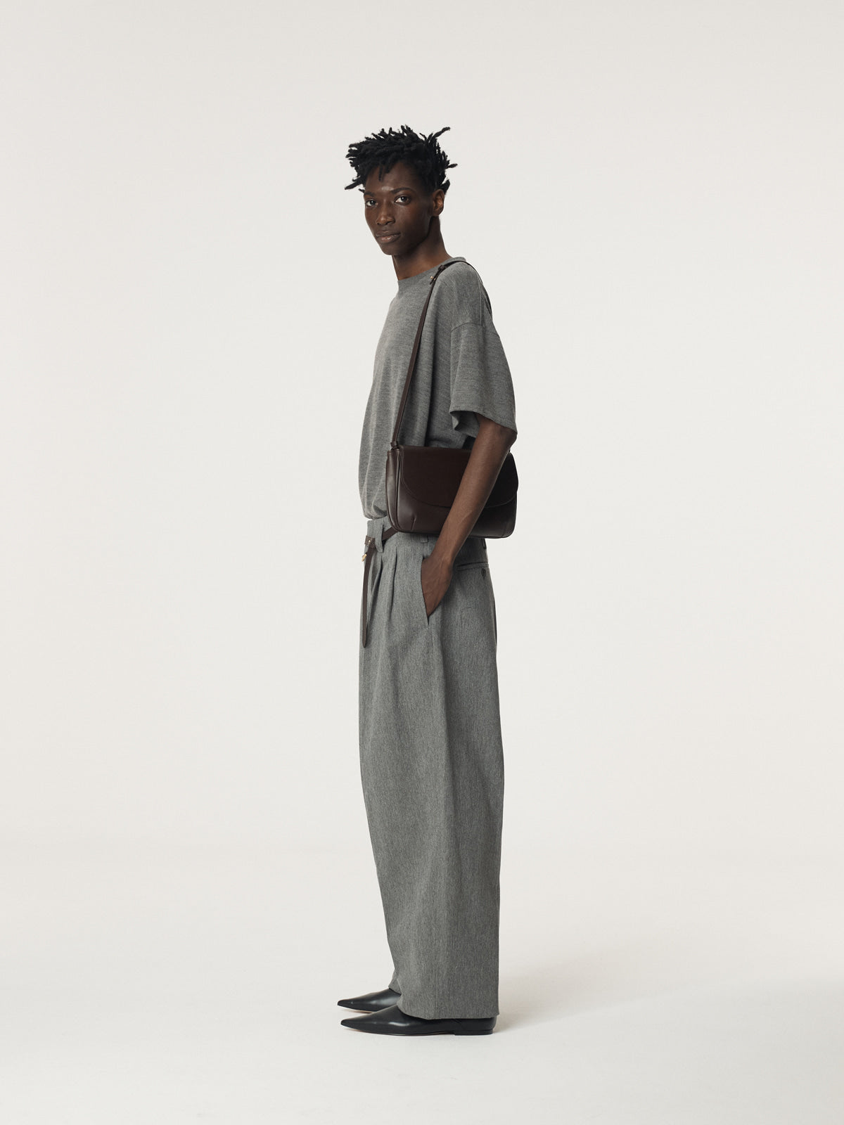 Recto - Quincy Wool Belted Pants (Melange Grey) product image 3 | TRAB K-Fashion Australia