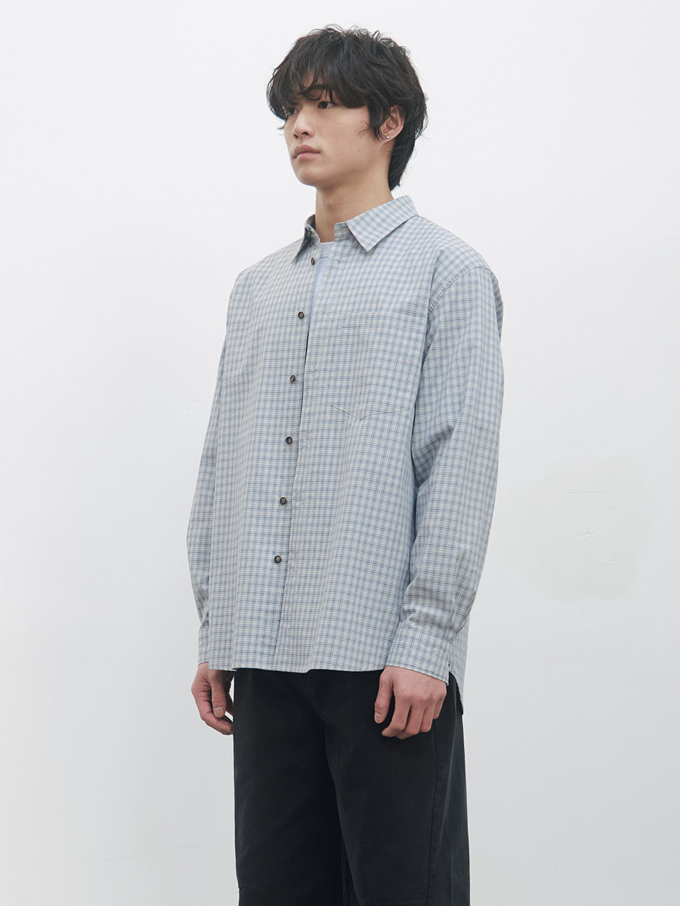 Kijun - Soft Check Shirt (Sky Blue) product image 2 | TRAB K-Fashion Australia