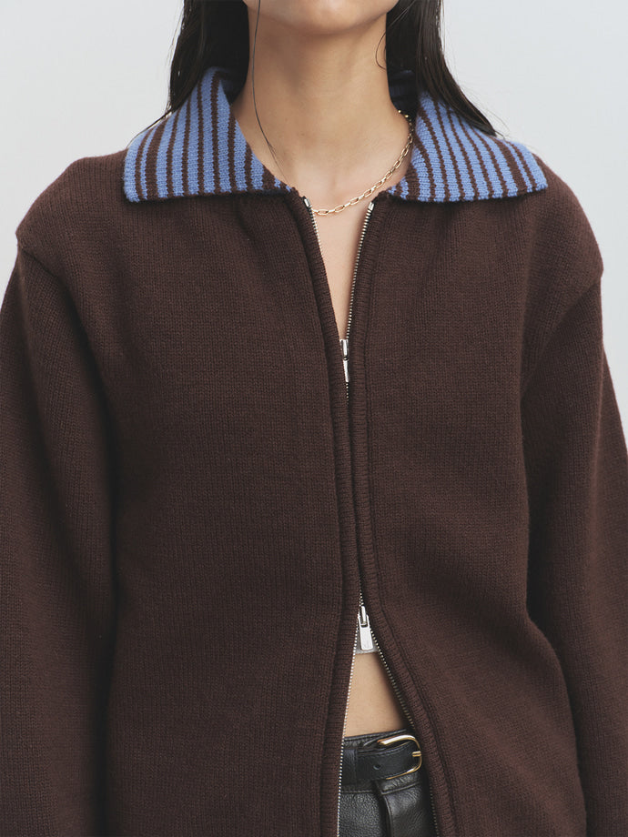 Tonywack - Contrast Collar Full-Zip Blouson (Brown) product image 5 | TRAB K-Fashion Australia